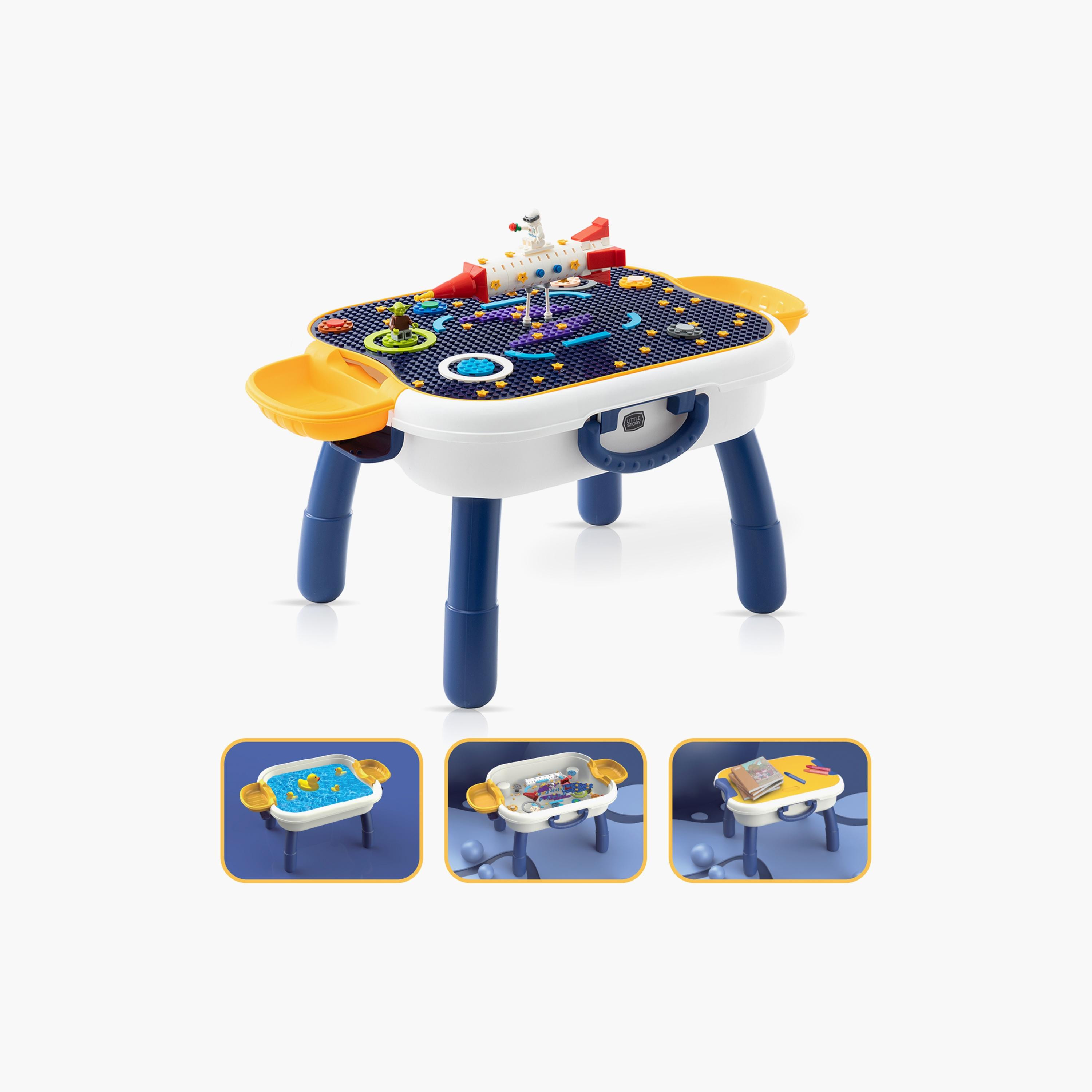 Little Story 4 In 1 Block Activity Table with Blocks, Blue-toys-buildingblocks-blocks-image-1