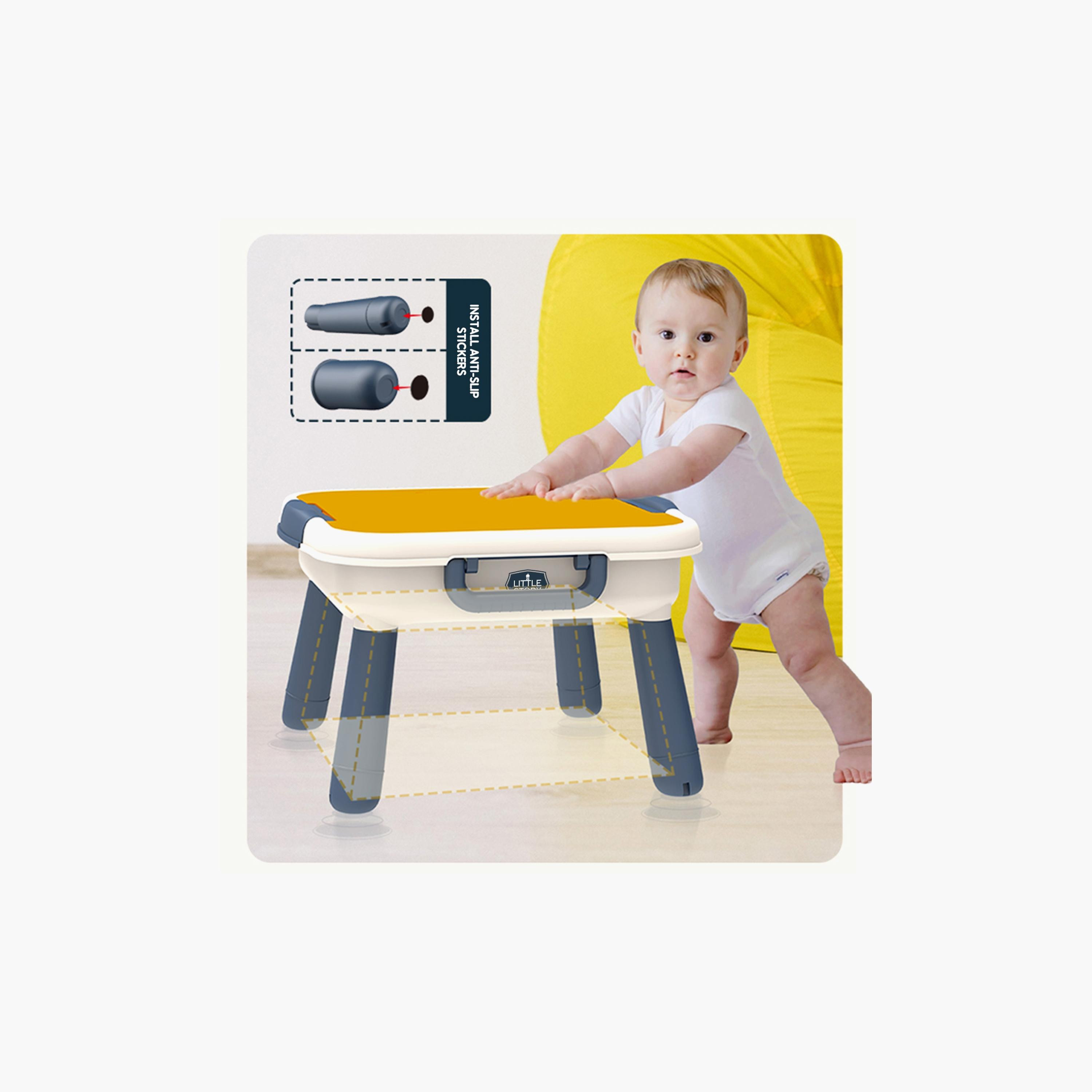 Little Story 4 In 1 Block Activity Table with Stool and Blocks, Blue-toys-buildingblocks-blocks-image-2