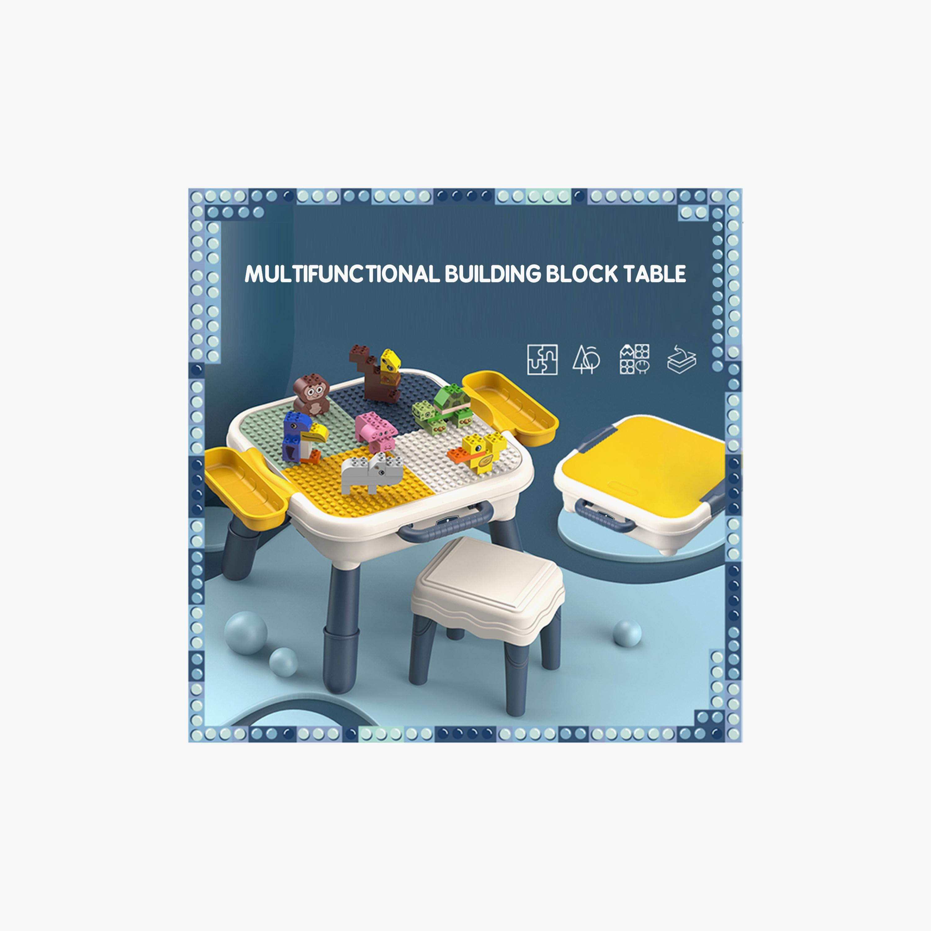 Little Story 4 In 1 Block Activity Table with Stool and Blocks, Blue-toys-buildingblocks-blocks-image-5