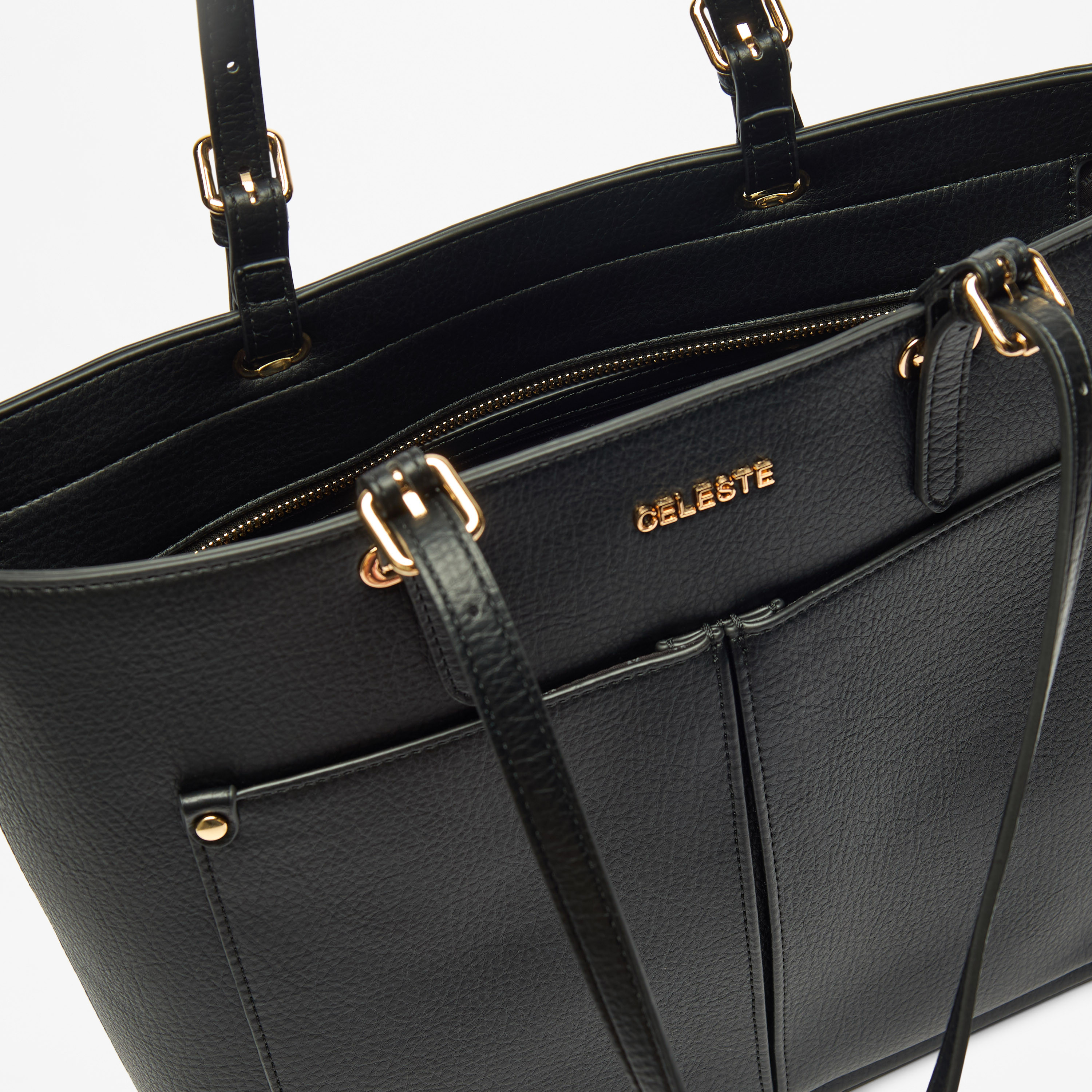 شنطة توتي سادة بسحاب إغلاق ومقابض مزدوجة من سيليست-women-bagsandwallets-handbags-image-5