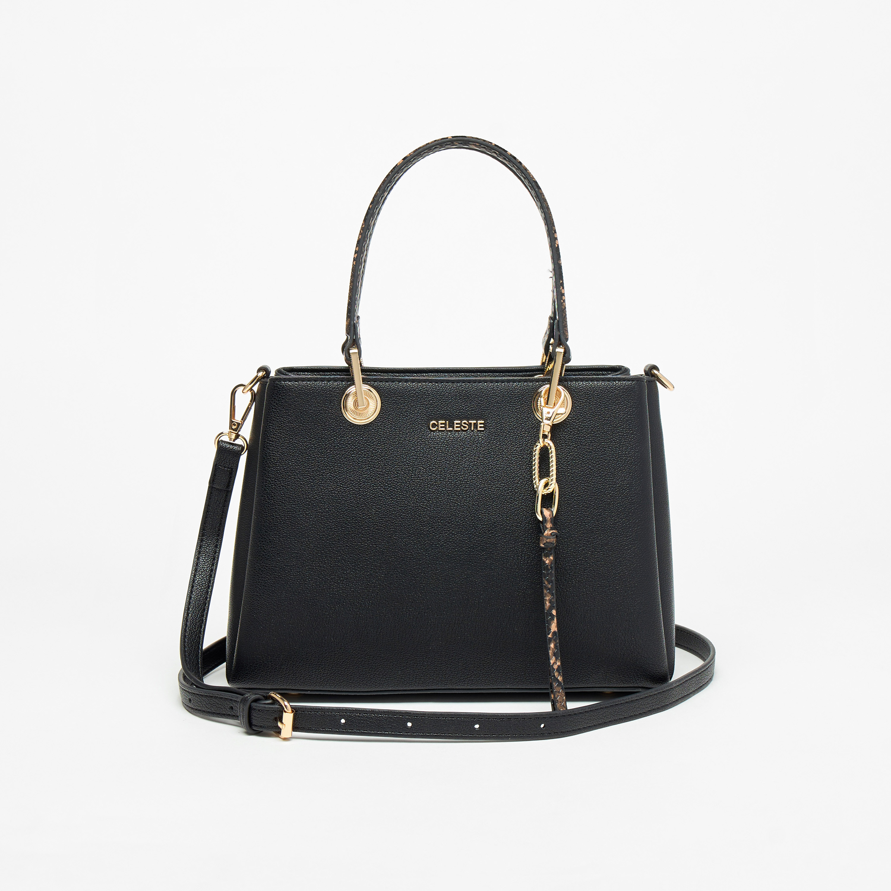Celeste Solid Tote Bag with Detachable Strap and Zip Closure-women-bagsandwallets-handbags-image-1