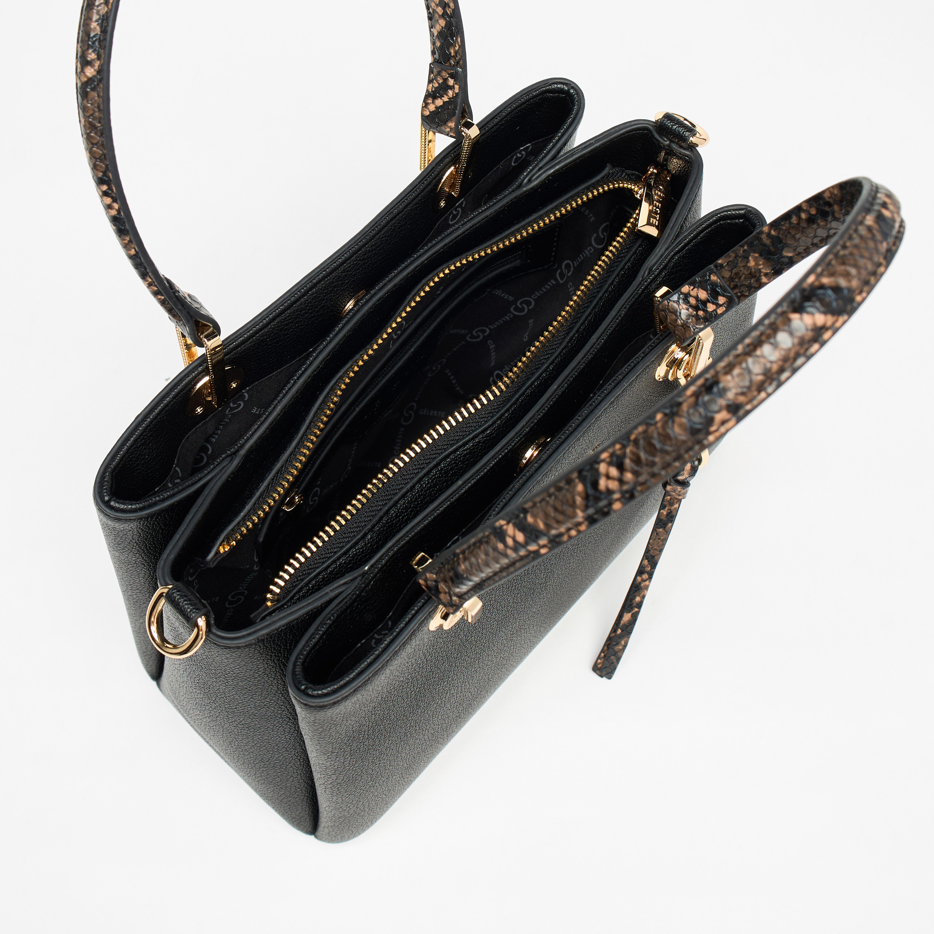 Celeste Solid Tote Bag with Detachable Strap and Zip Closure-women-bagsandwallets-handbags-image-4