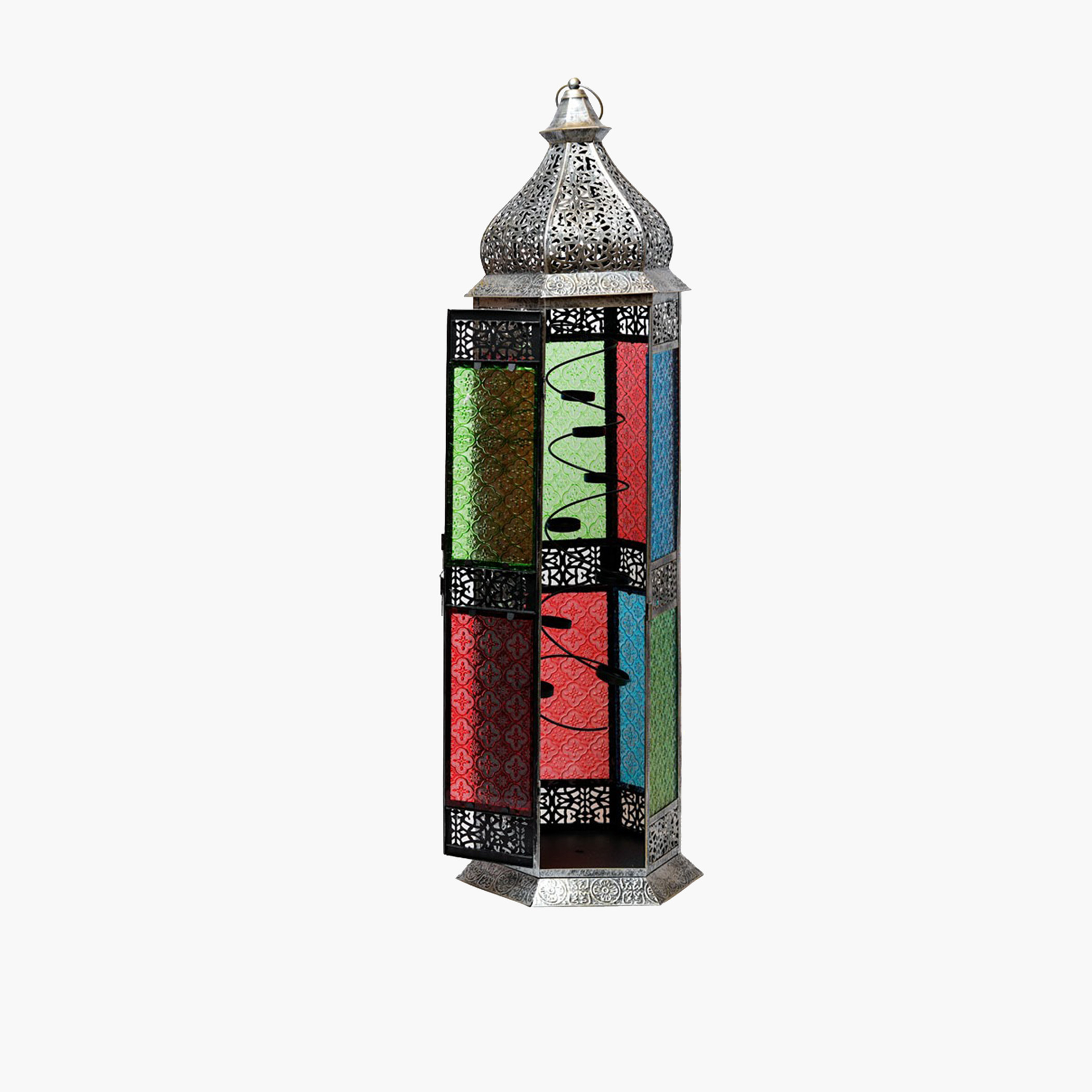 Cutwork Detail Metal Lantern - 100 cm-household-decor-candleholdersandlanterns-image-1