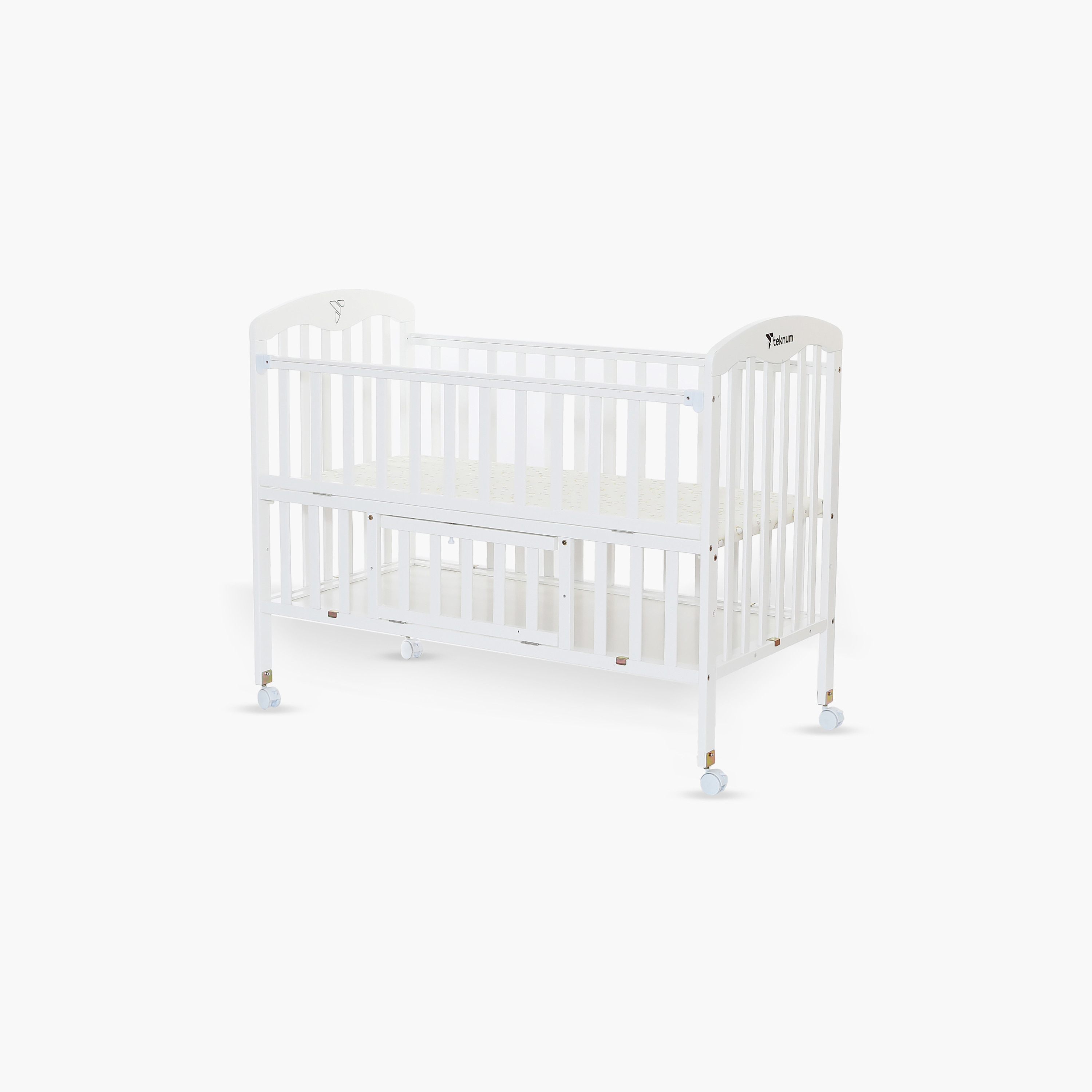 Teknum 4-in-1 Wooden Bed Side with Storage and Adjustable Height, White-baby-nursery-furniture-cribsandbeds-bassinets-image-1