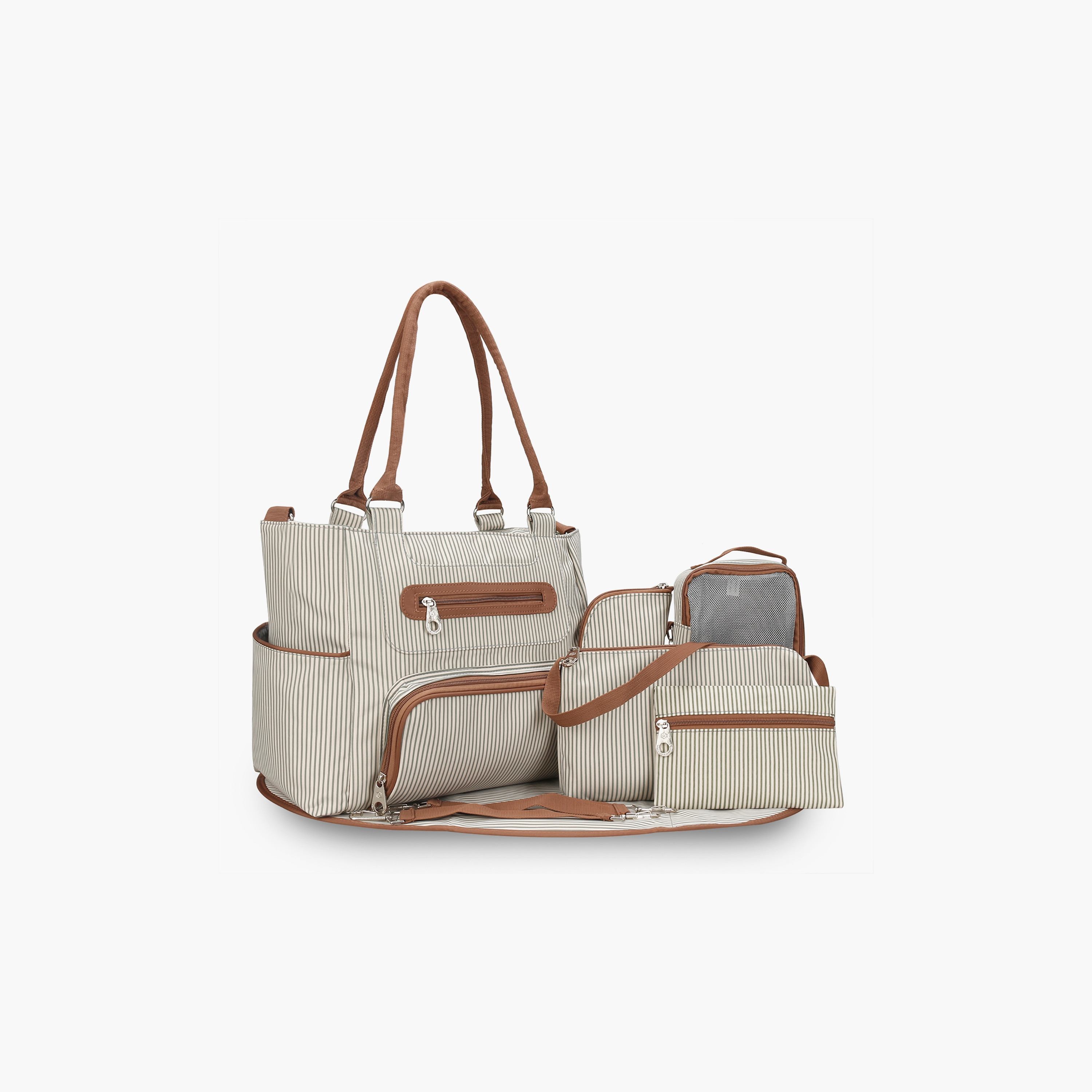 مجموعة حقيبة حفاضات مع خطافات 6 قطع من ليتل ستوري-baby-gear-diaperbags-image-1