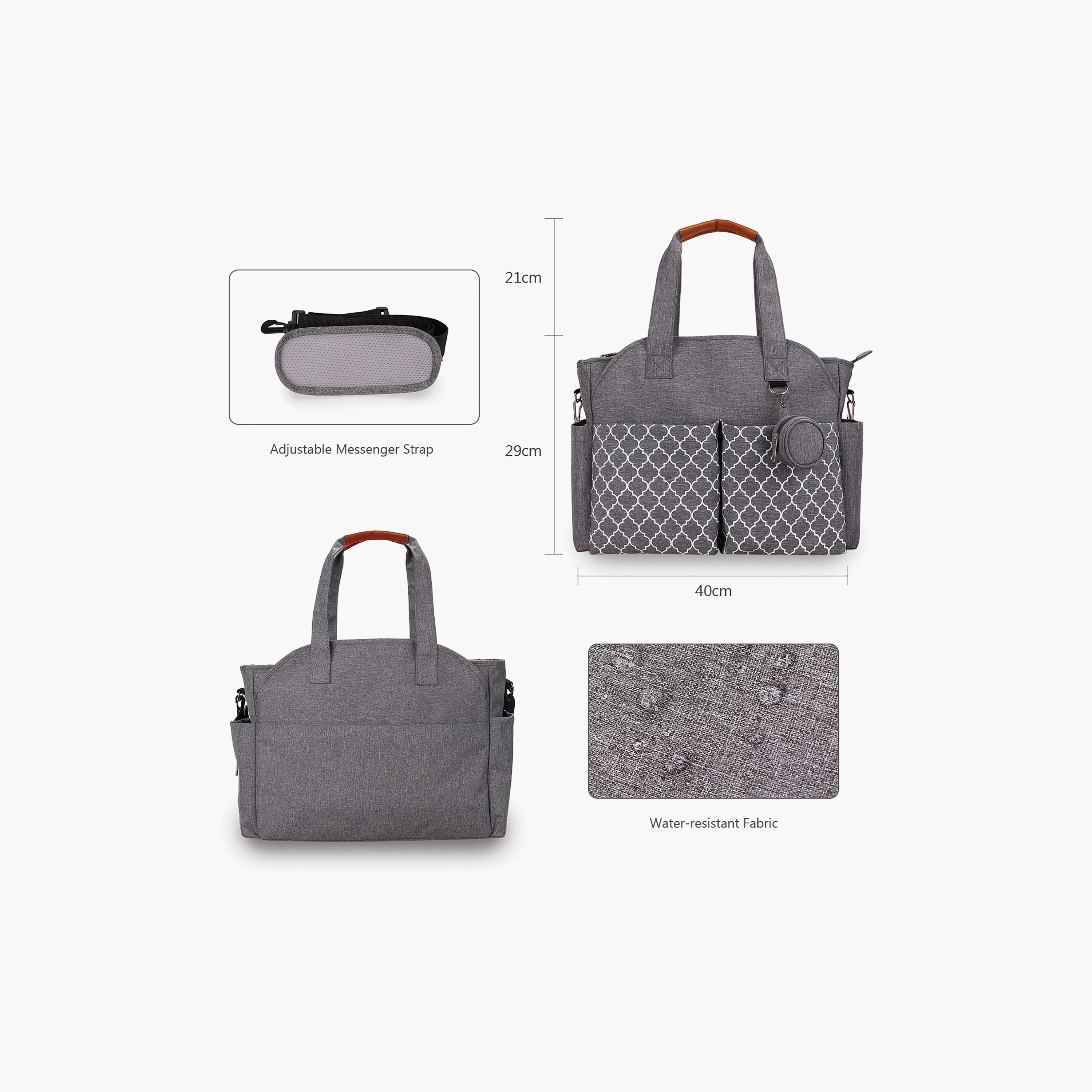 Little Story Signature Diaper Bag, Grey-baby-diapering-diaperbags-image-5