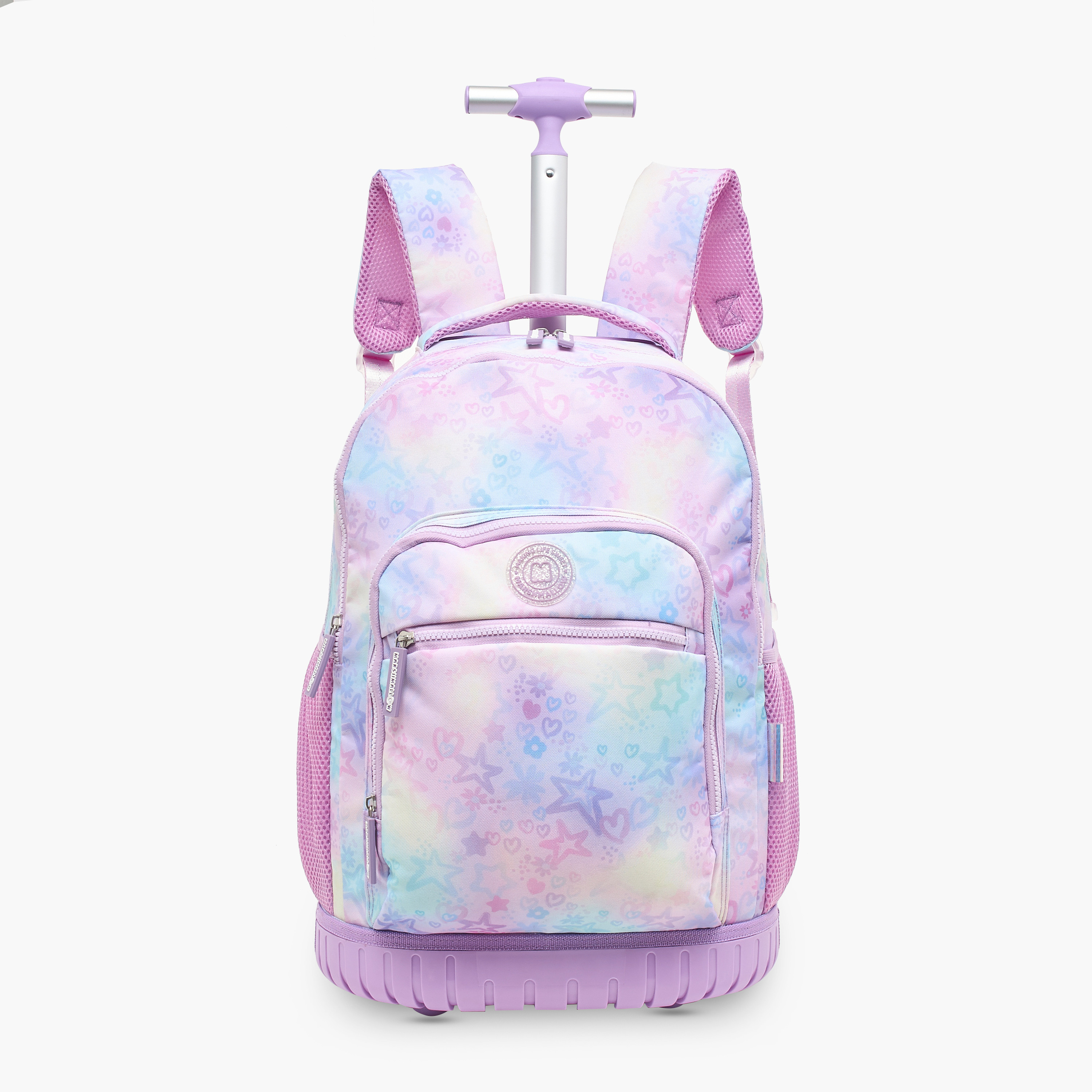MARSHMALLOW Tie-Dye Trolley Backpack with Wheels and Retractable Handle - 33X20X46 cm-school-bagsandbackpacks-trolleybags-image-1