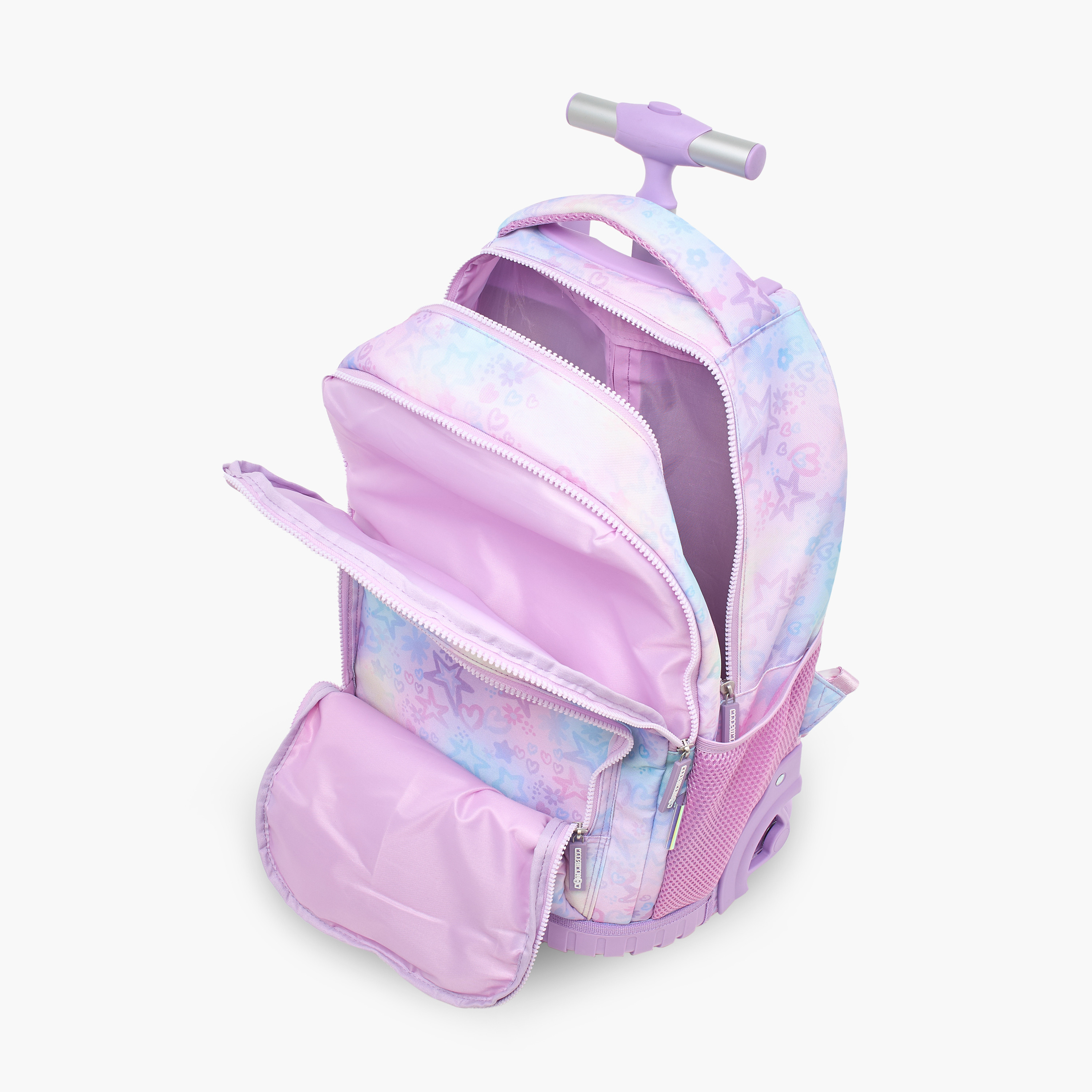 MARSHMALLOW Tie-Dye Trolley Backpack with Wheels and Retractable Handle - 33X20X46 cm-school-bagsandbackpacks-trolleybags-image-12