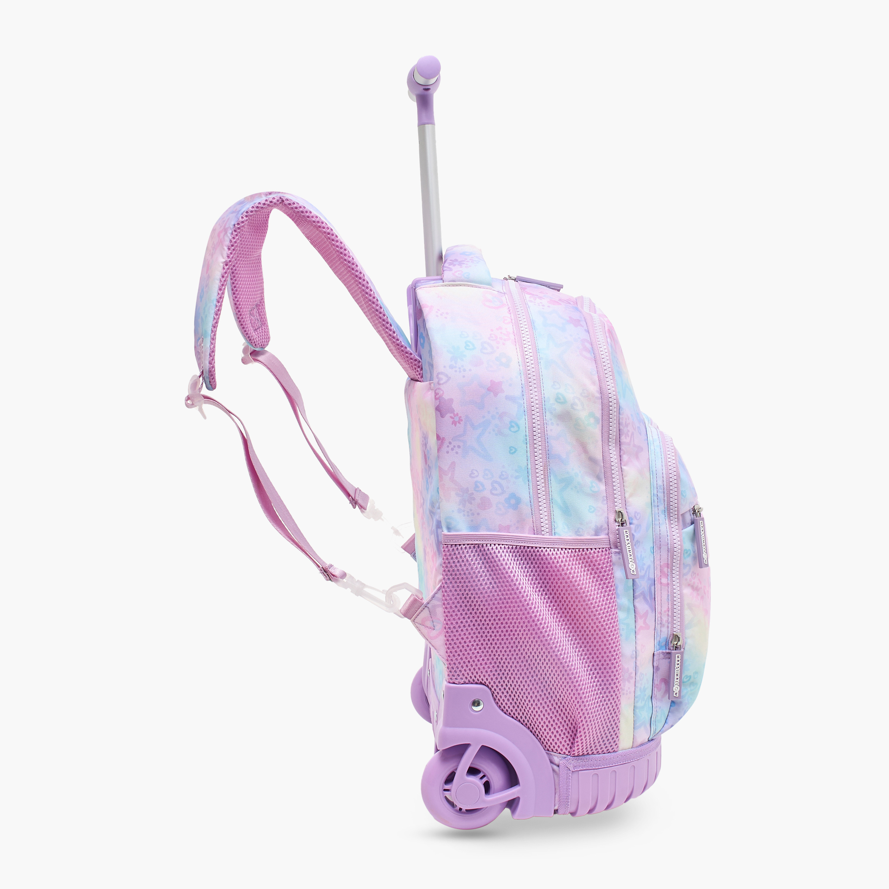 MARSHMALLOW Tie-Dye Trolley Backpack with Wheels and Retractable Handle - 33X20X46 cm-school-bagsandbackpacks-trolleybags-image-5