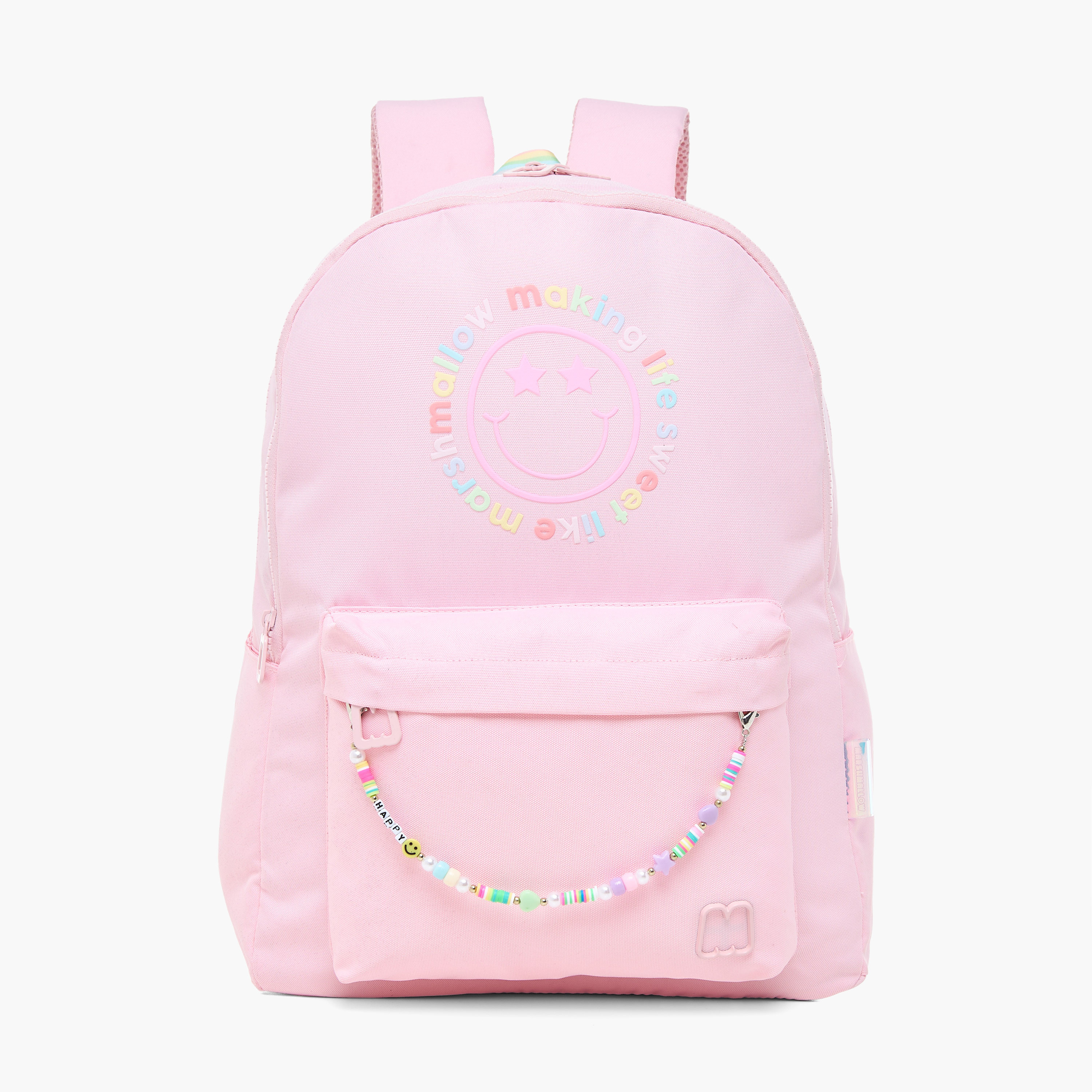 MARSHMALLOW Printed 18 inch Backpack with Adjustable Straps and Zip Closure 33x16x43 cms