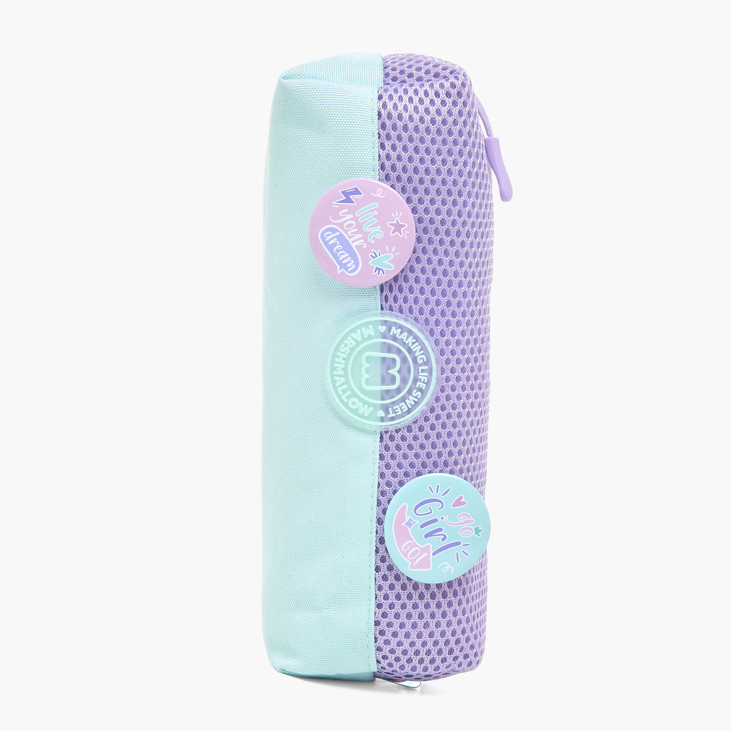 MARSHMALLOW Badge Detail Pencil Pouch with Zip Closure-school-stationery-pencilcases-image-5