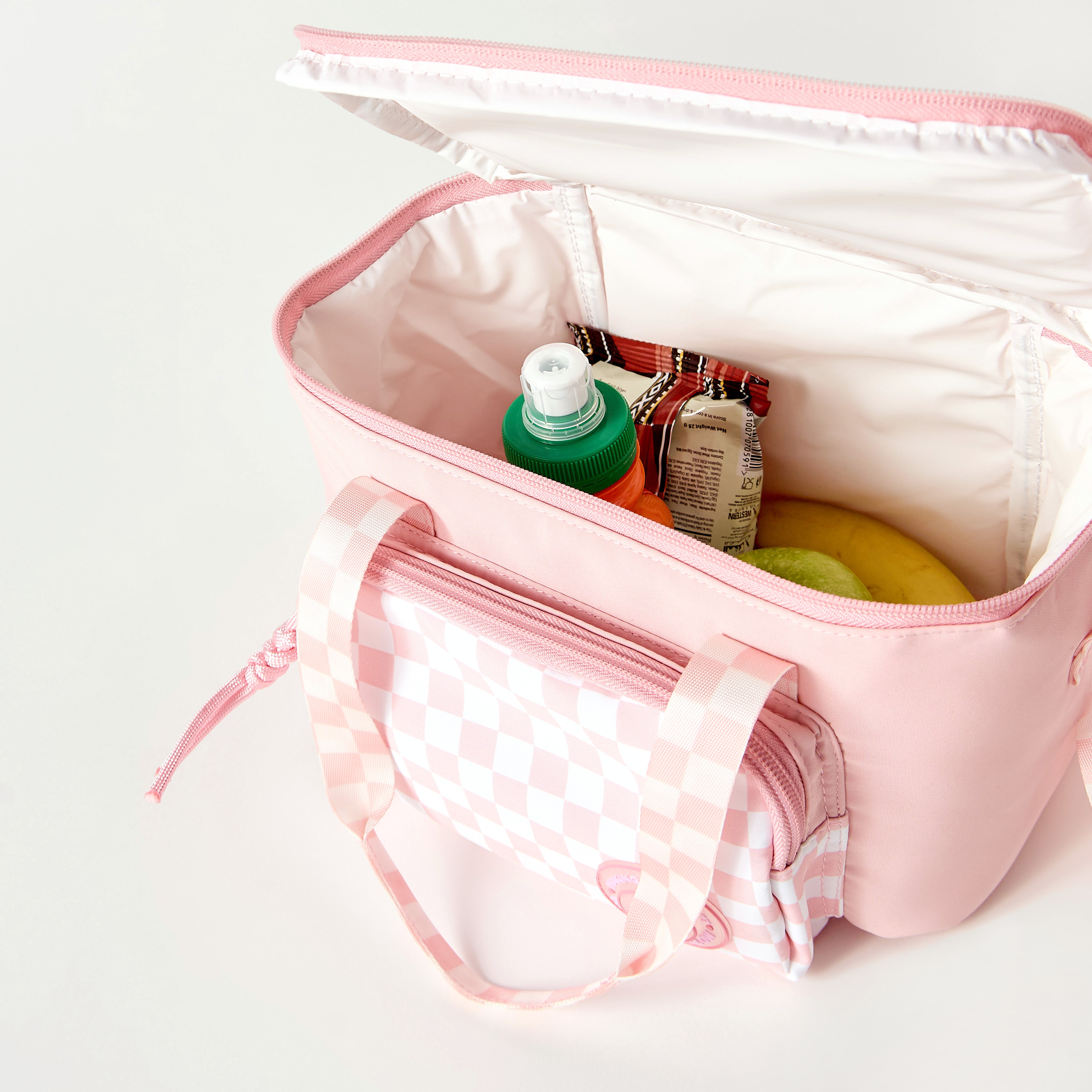 MARSHMALLOW Checked Lunch Bag with Adjustable Strap and Zip Closure-school-lunchessentials-lunchbags-image-4