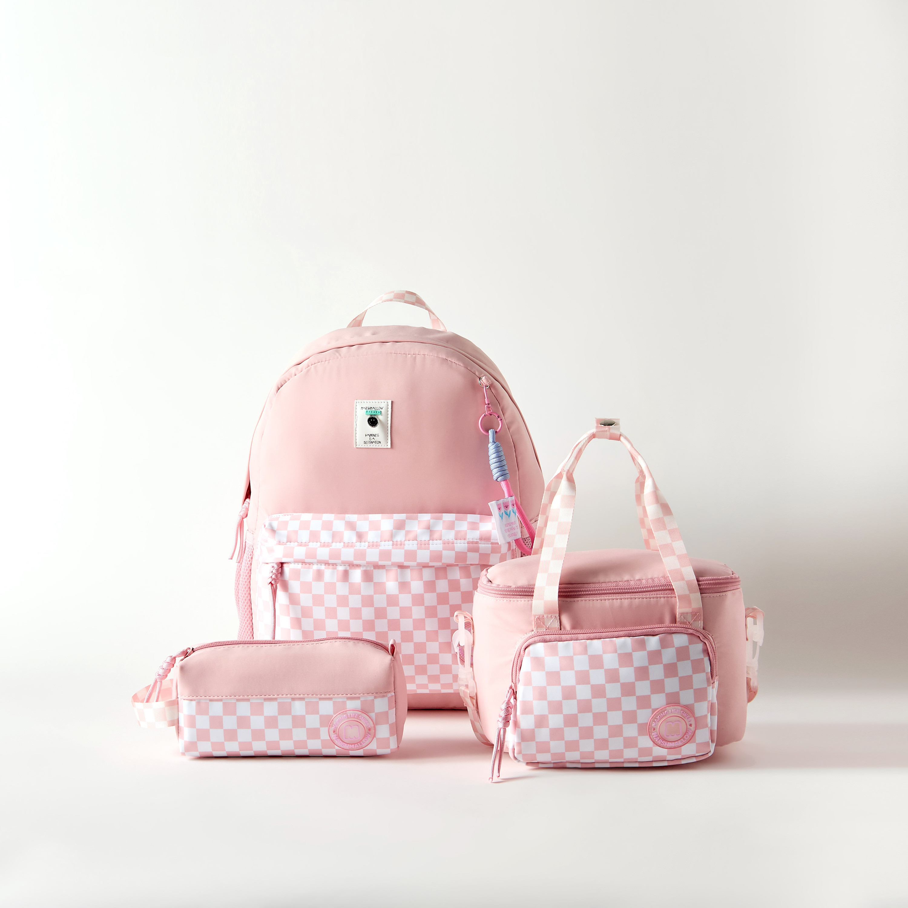 MARSHMALLOW Checked Lunch Bag with Adjustable Strap and Zip Closure-school-lunchessentials-lunchbags-image-5