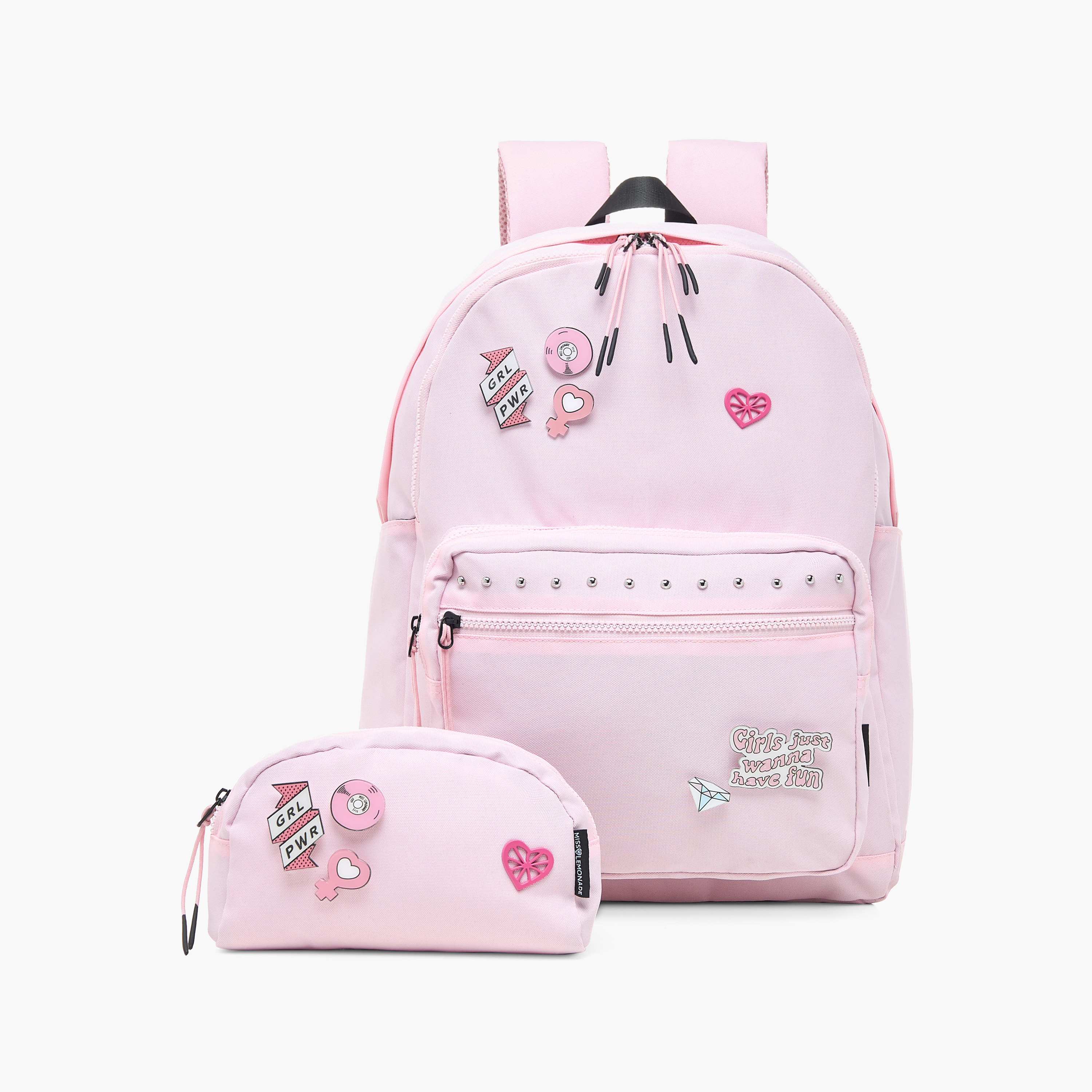 MISS LEMONADE Applique Detail Backpack with Adjustable Straps - 33x16x43 cms-school-bagsandbackpacks-backpacks-image-11