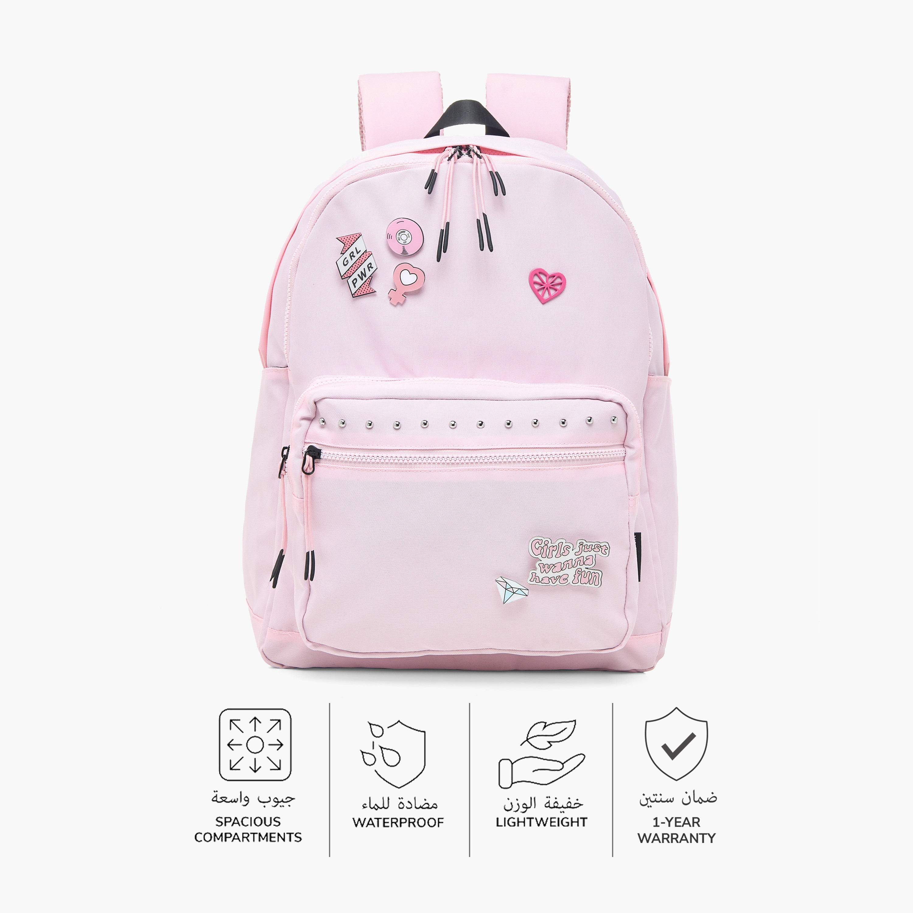 MISS LEMONADE Applique Detail Backpack with Adjustable Straps - 33x16x43 cms-school-bagsandbackpacks-backpacks-image-4