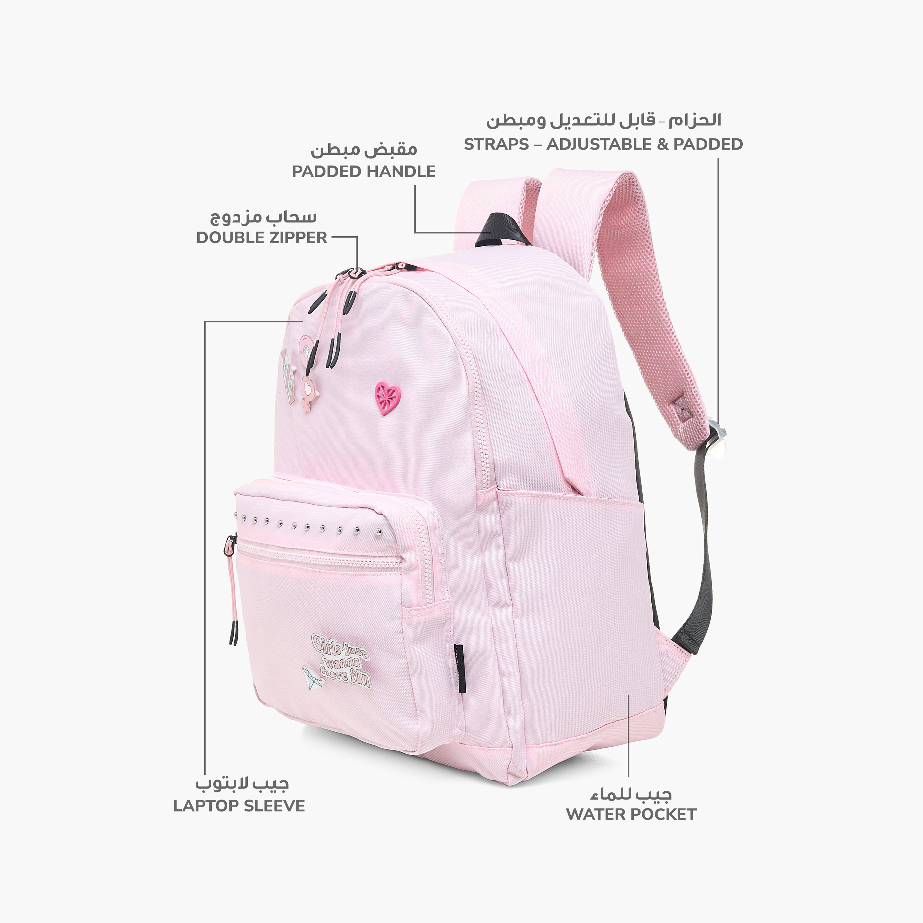 MISS LEMONADE Applique Detail Backpack with Adjustable Straps - 33x16x43 cms-school-bagsandbackpacks-backpacks-image-6