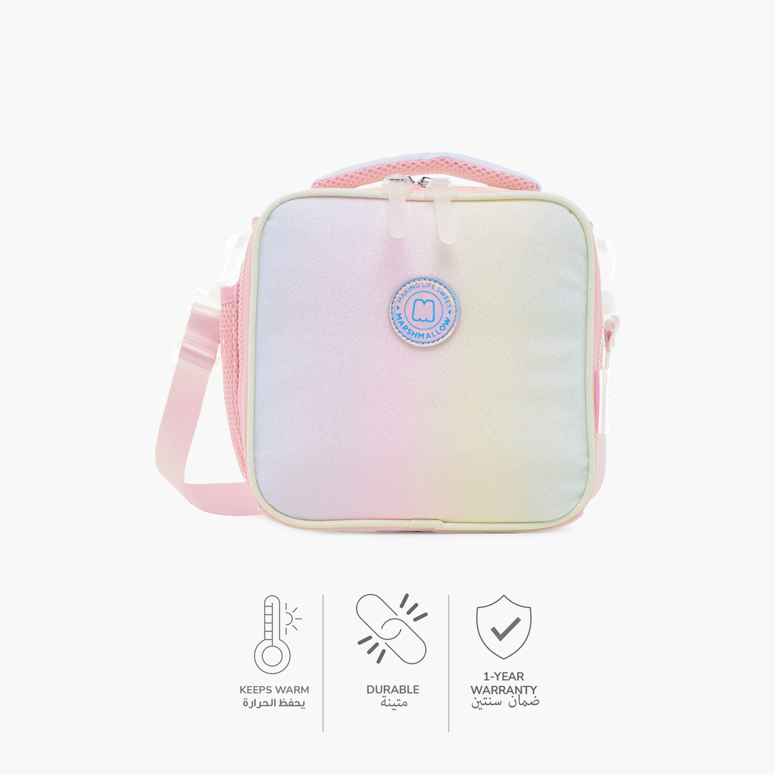 MARSHMALLOW Logo Detail Lunch Bag with Adjustable Strap and Zip Closure-school-lunchessentials-lunchbags-image-4