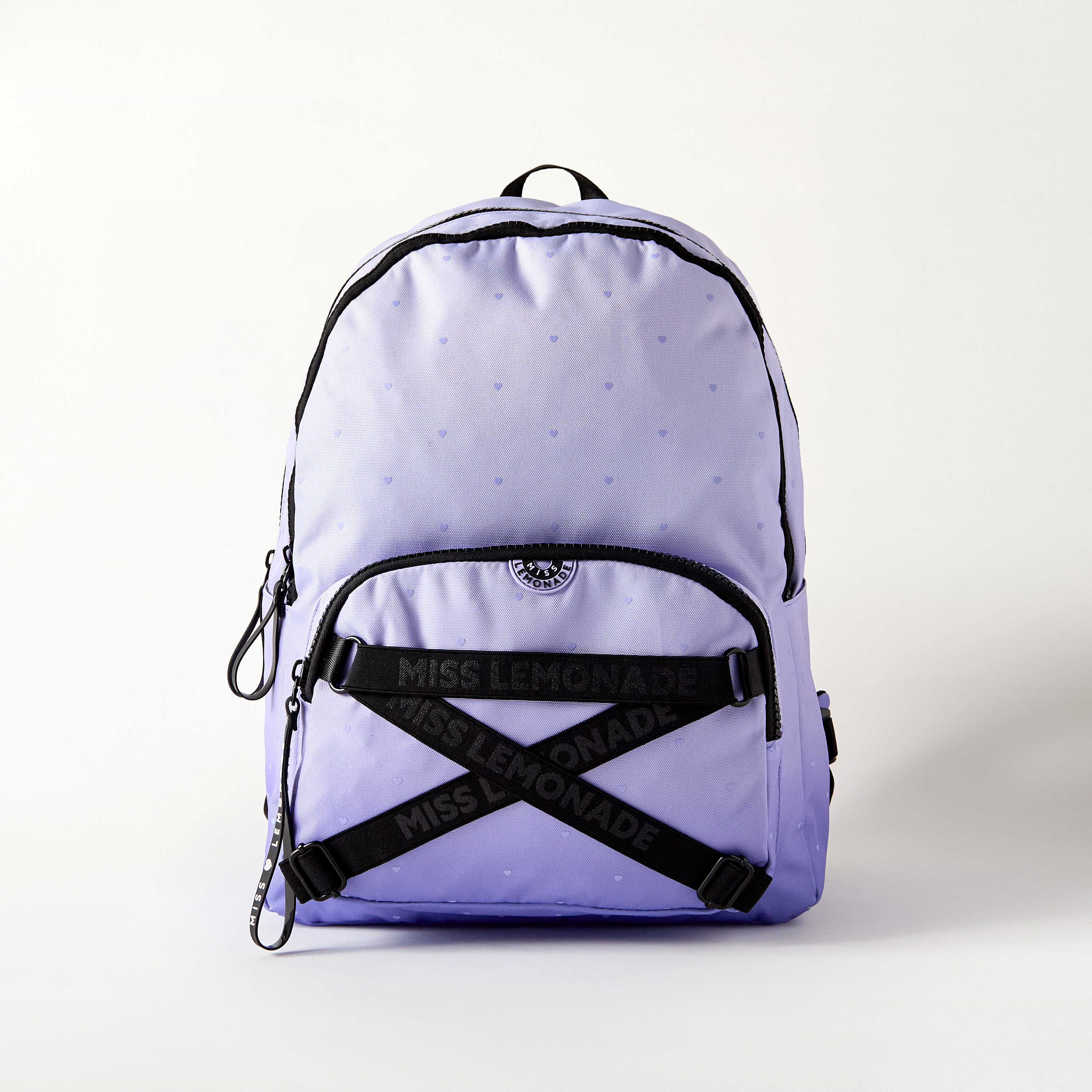 MISS LEMONADE All-Over Heart Print 16-inch Backpack with Adjustable Straps - 32x16x42 cms-school-bagsandbackpacks-backpacks-image-1
