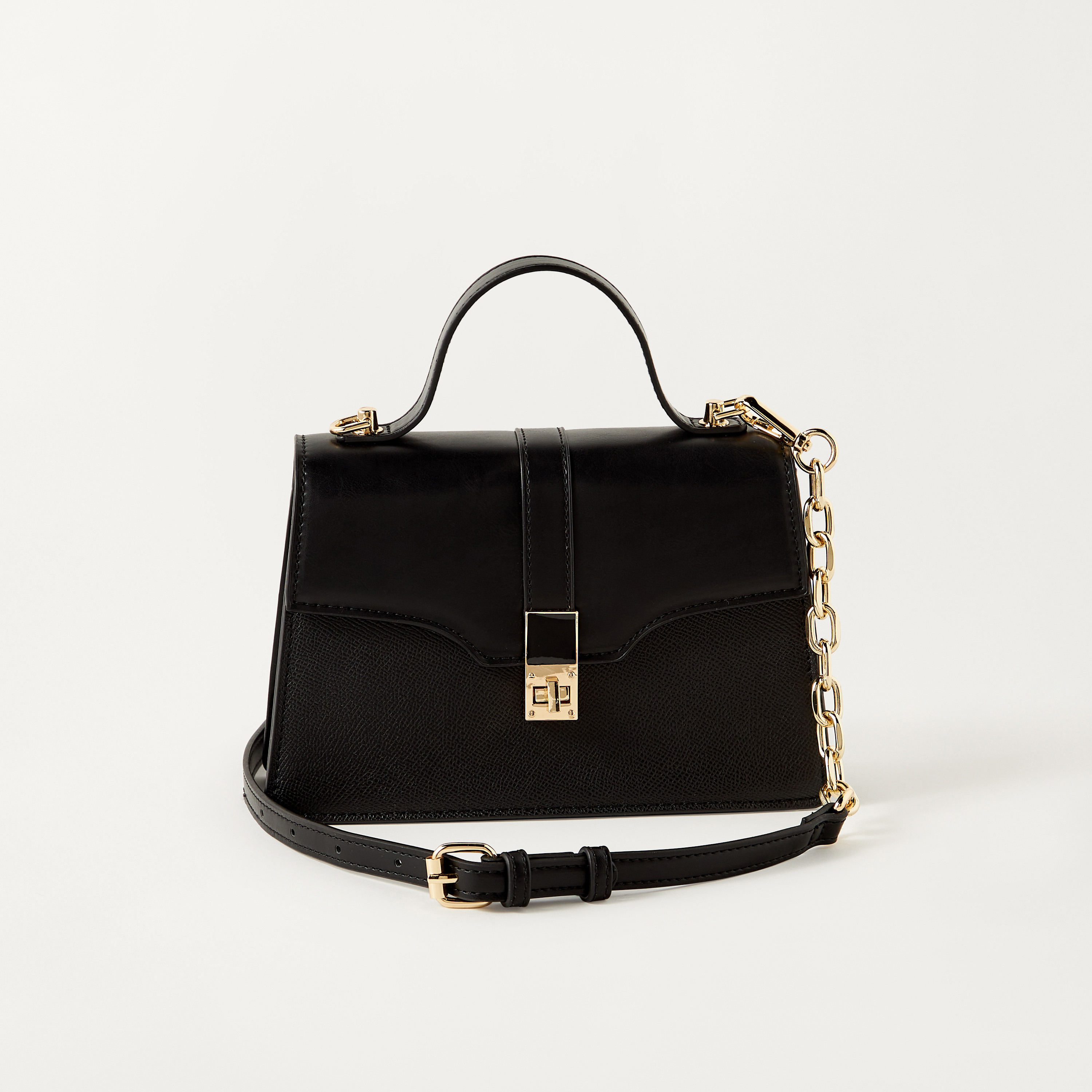 شنطة ساتشيل سادة بحزام قابل للفصل وقفل إغلاق من ساشا-women-bagsandwallets-handbags-image-1