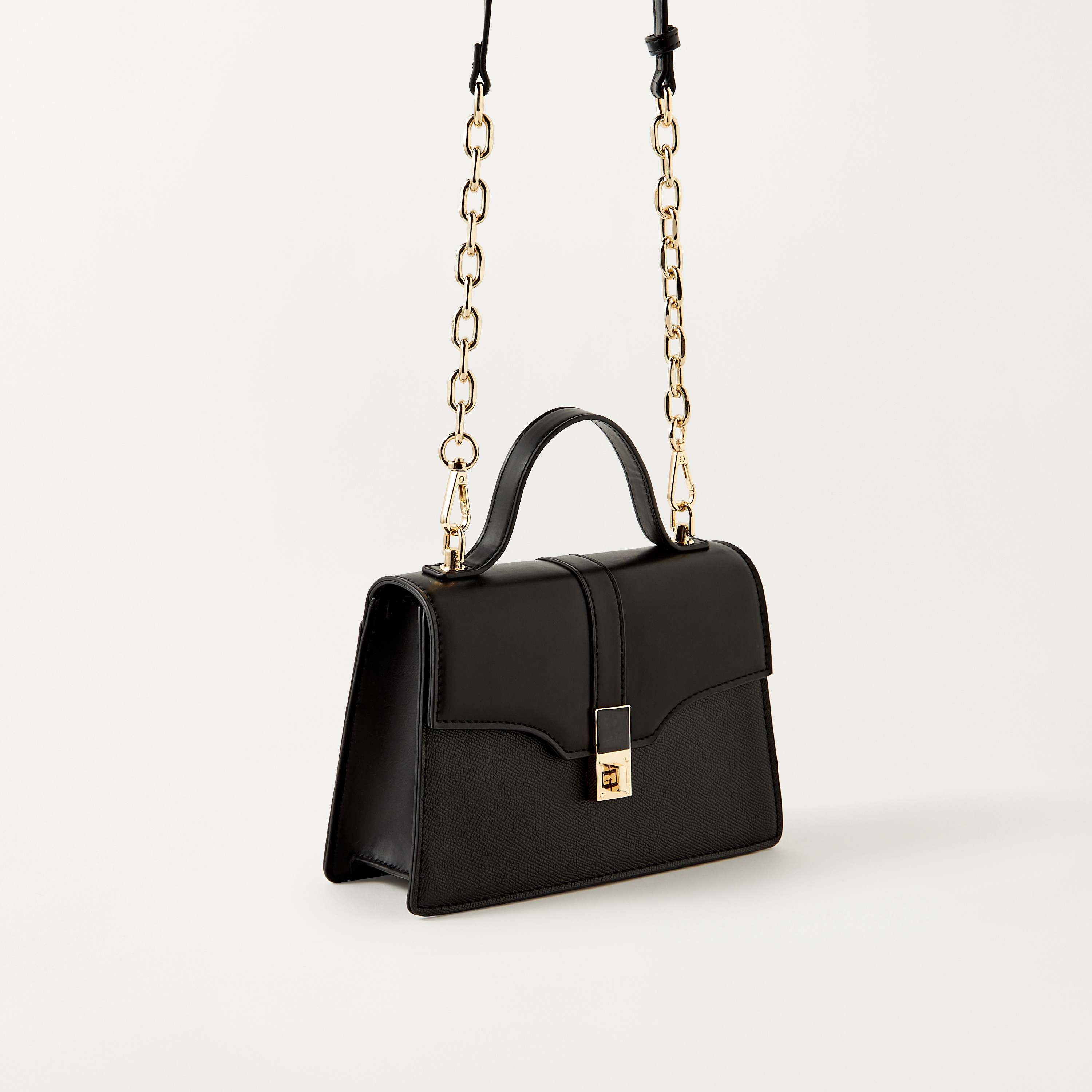 شنطة ساتشيل سادة بحزام قابل للفصل وقفل إغلاق من ساشا-women-bagsandwallets-handbags-image-3