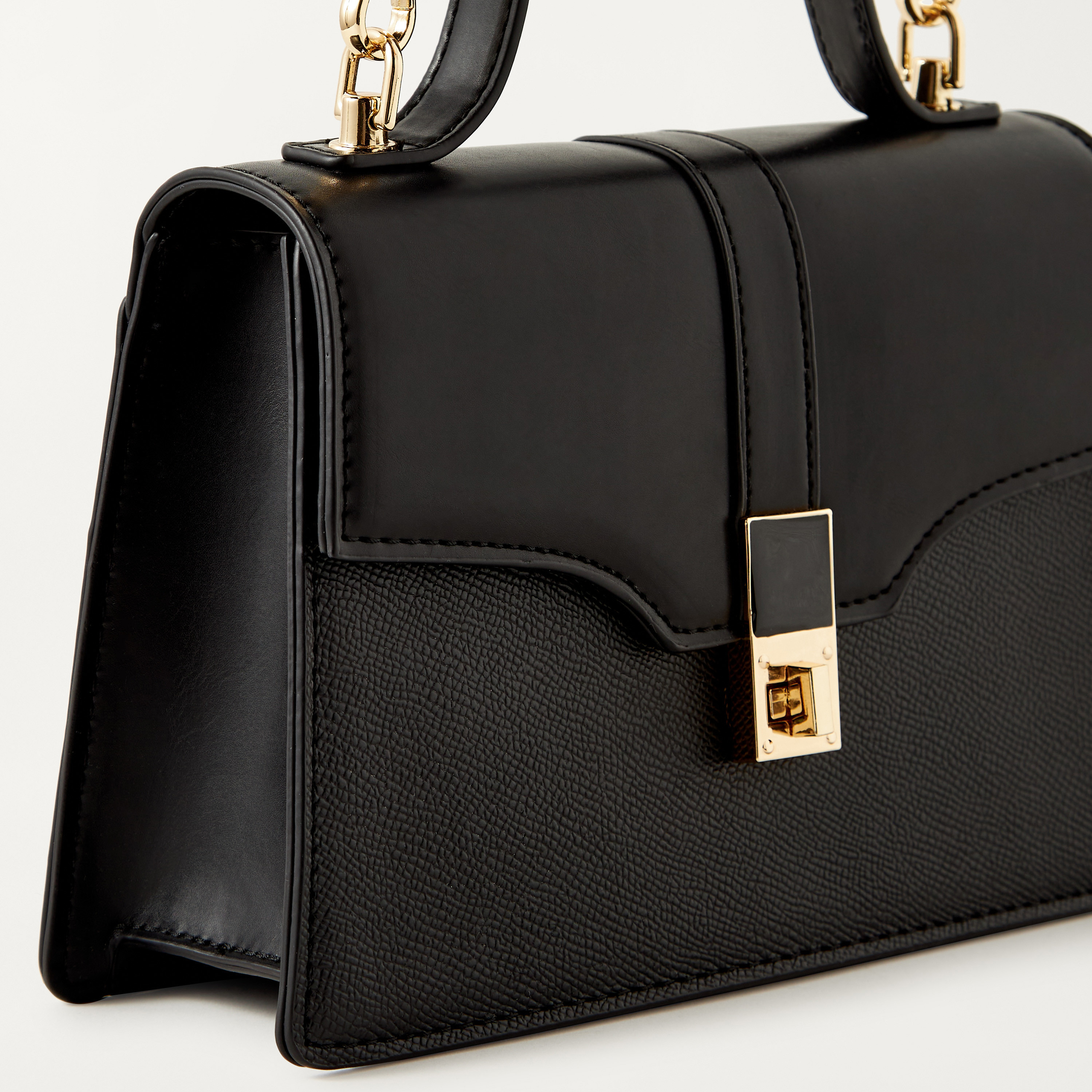 شنطة ساتشيل سادة بحزام قابل للفصل وقفل إغلاق من ساشا-women-bagsandwallets-handbags-image-4