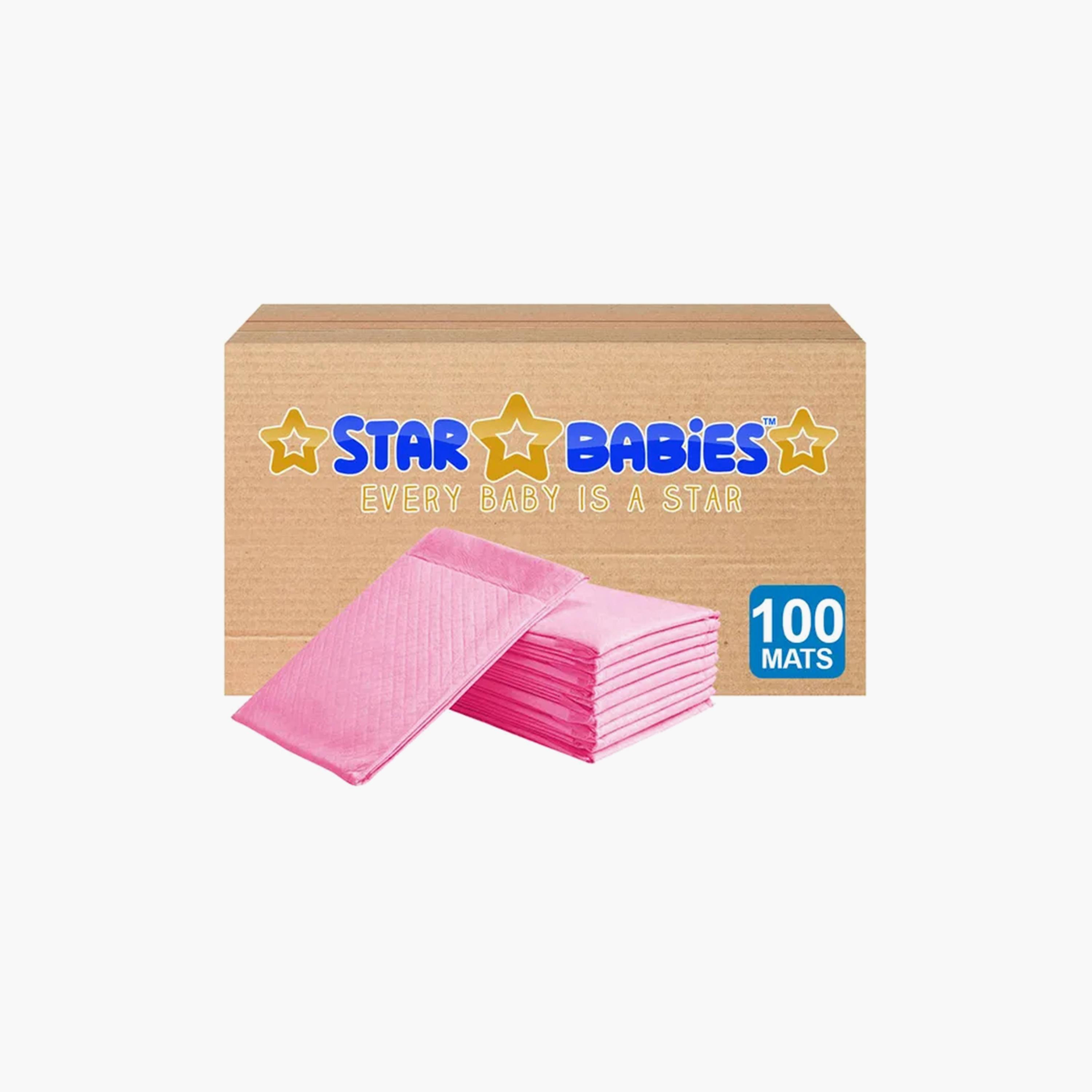 Star Babies 100-Piece Disposable Changing Mats, Pink-baby-diapering-changingmats-image-2