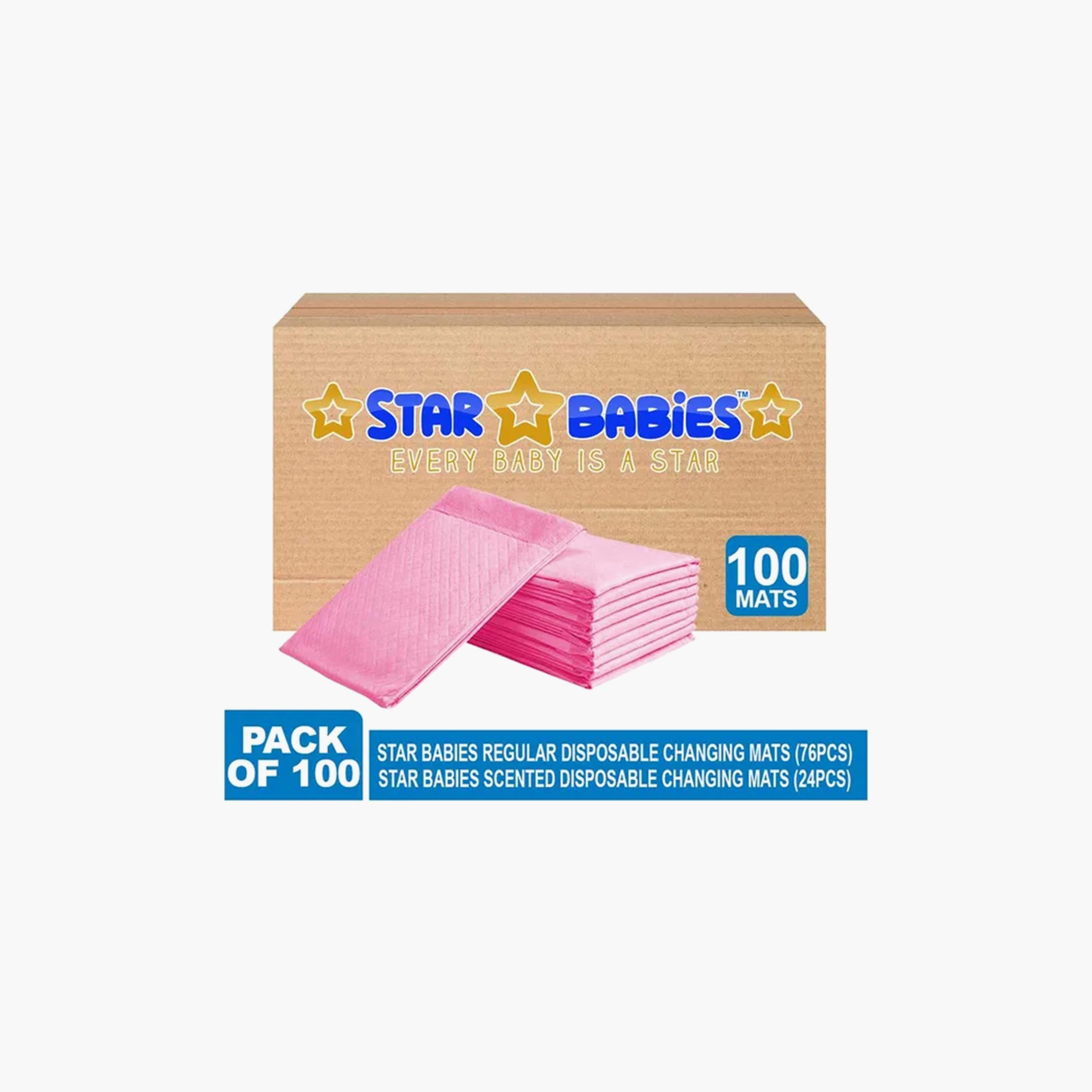 Star Babies 100-Piece Disposable Changing Mats, Pink-baby-diapering-changingmats-image-3