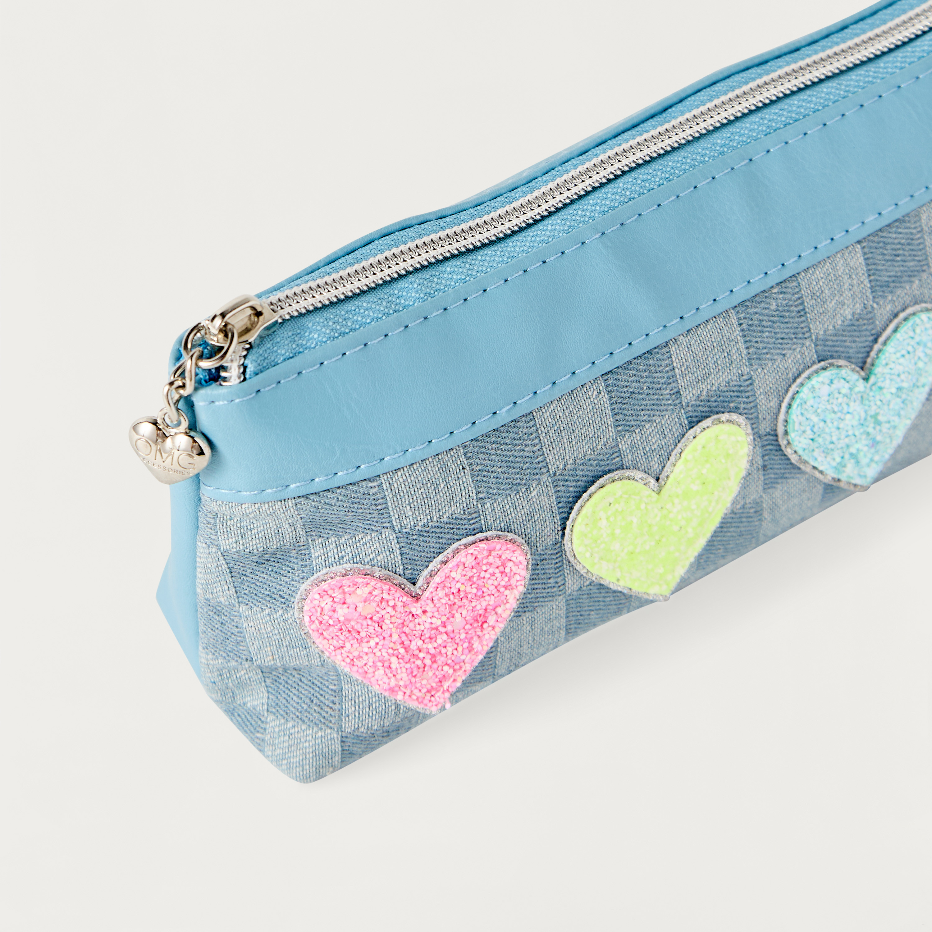 OMG Heart Applique Pencil Pouch with Zip Closure-school-stationery-pencilcases-image-3