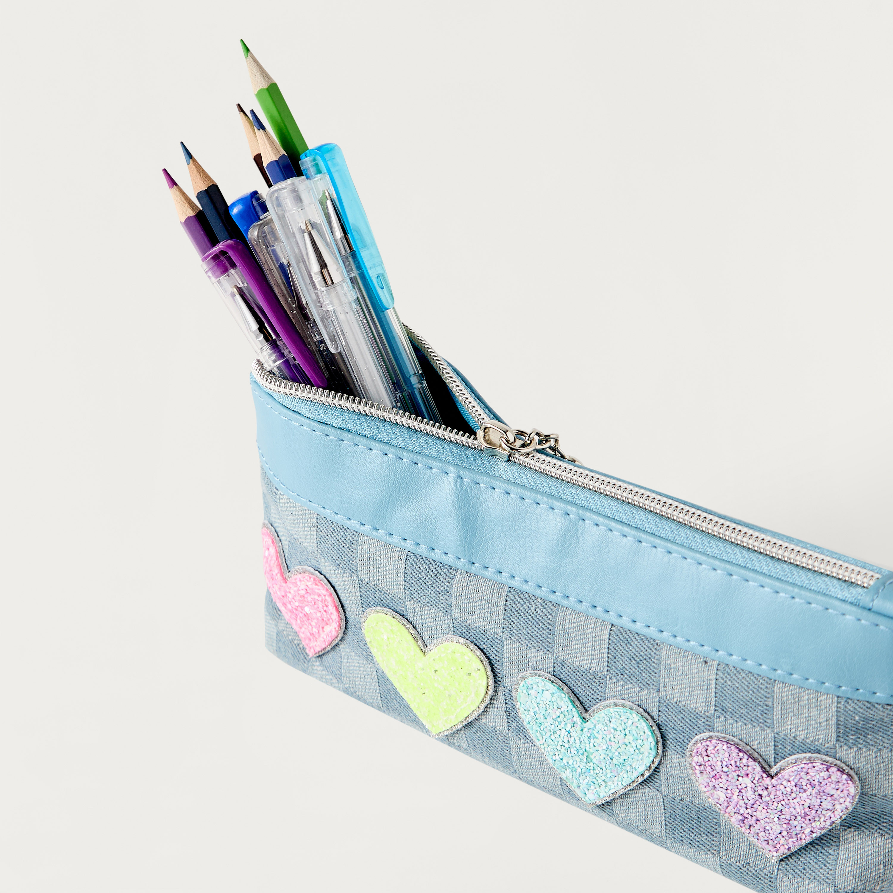 OMG Heart Applique Pencil Pouch with Zip Closure-school-stationery-pencilcases-image-4
