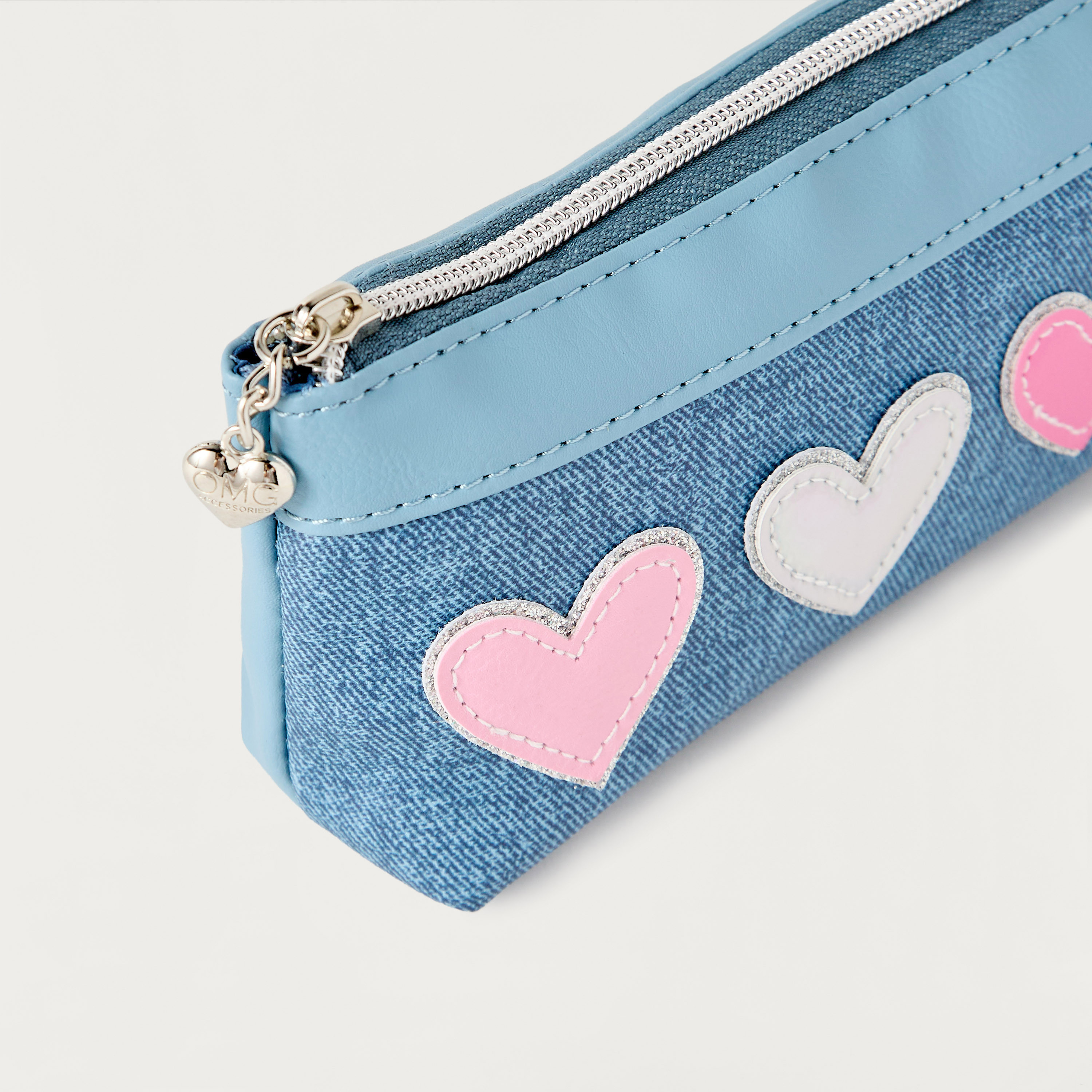 OMG Heart Applique Pencil Pouch with Zip Closure-school-stationery-pencilcases-image-3