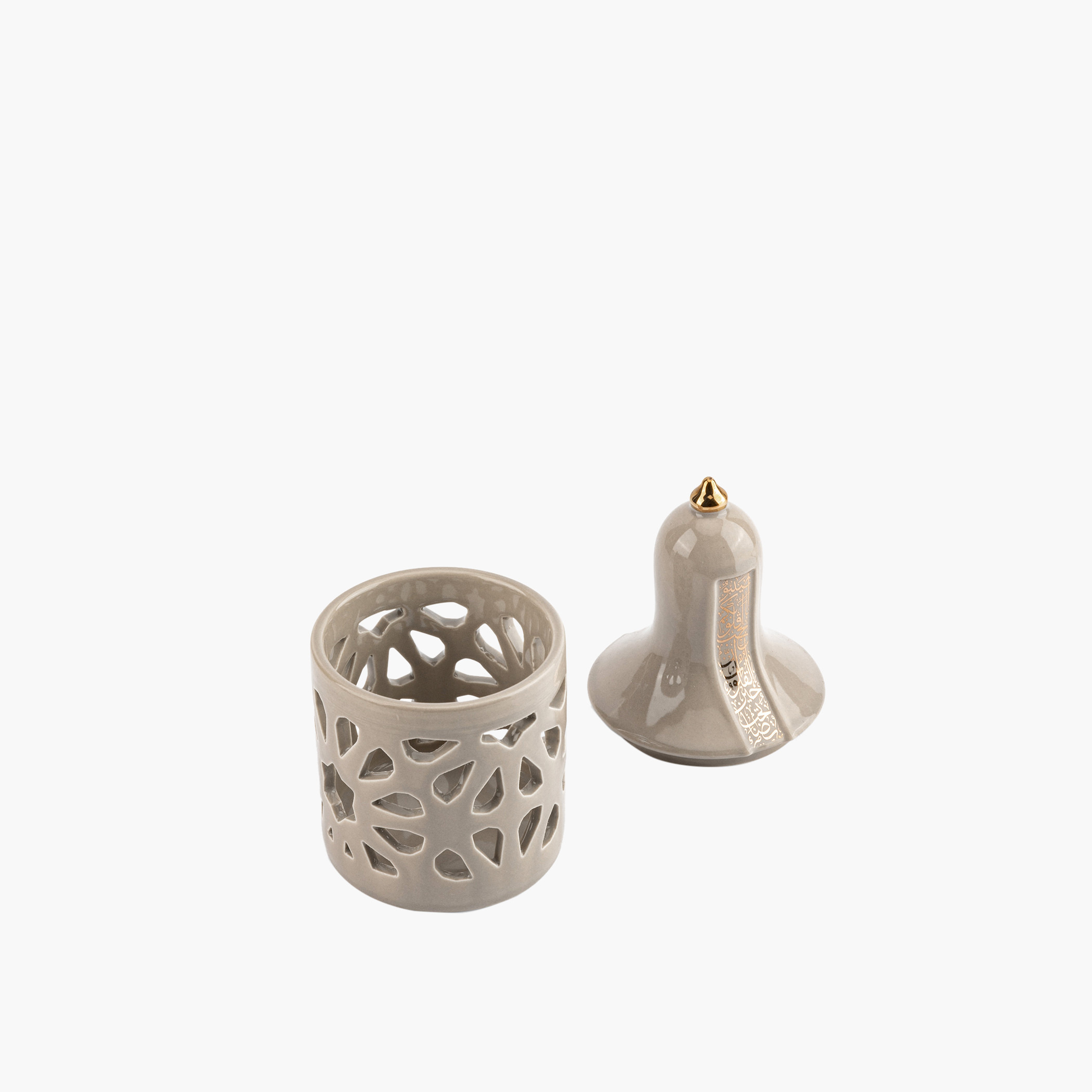 Otantik Nour Printed Porcelain Tealight Candleholder with Cutout Detail - 16 cms-household-decor-candleholdersandlanterns-image-2