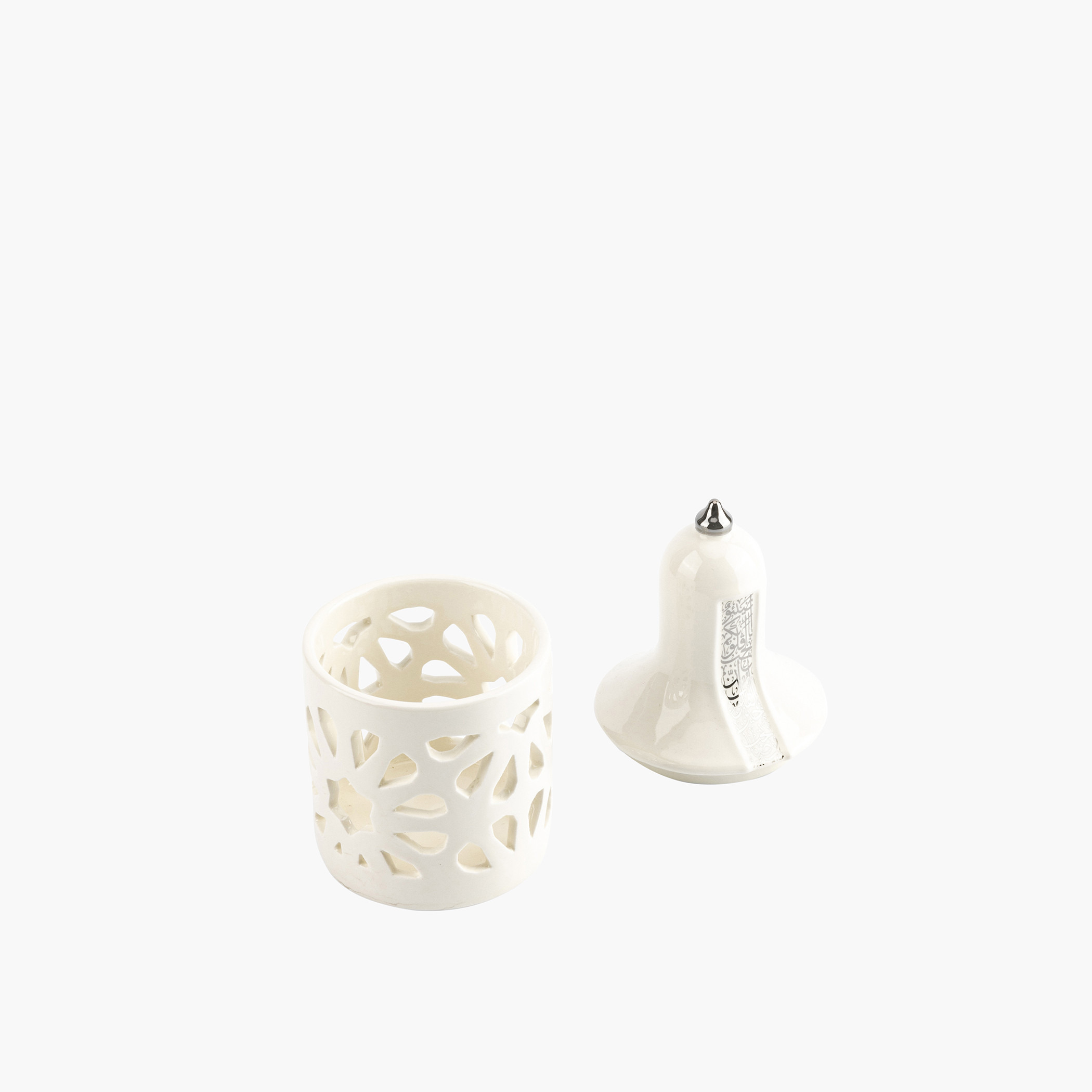 Otantik Nour Printed Porcelain Decorative Tealight Candleholder with Cutout Detail - 16 cms-household-decor-candleholdersandlanterns-image-2