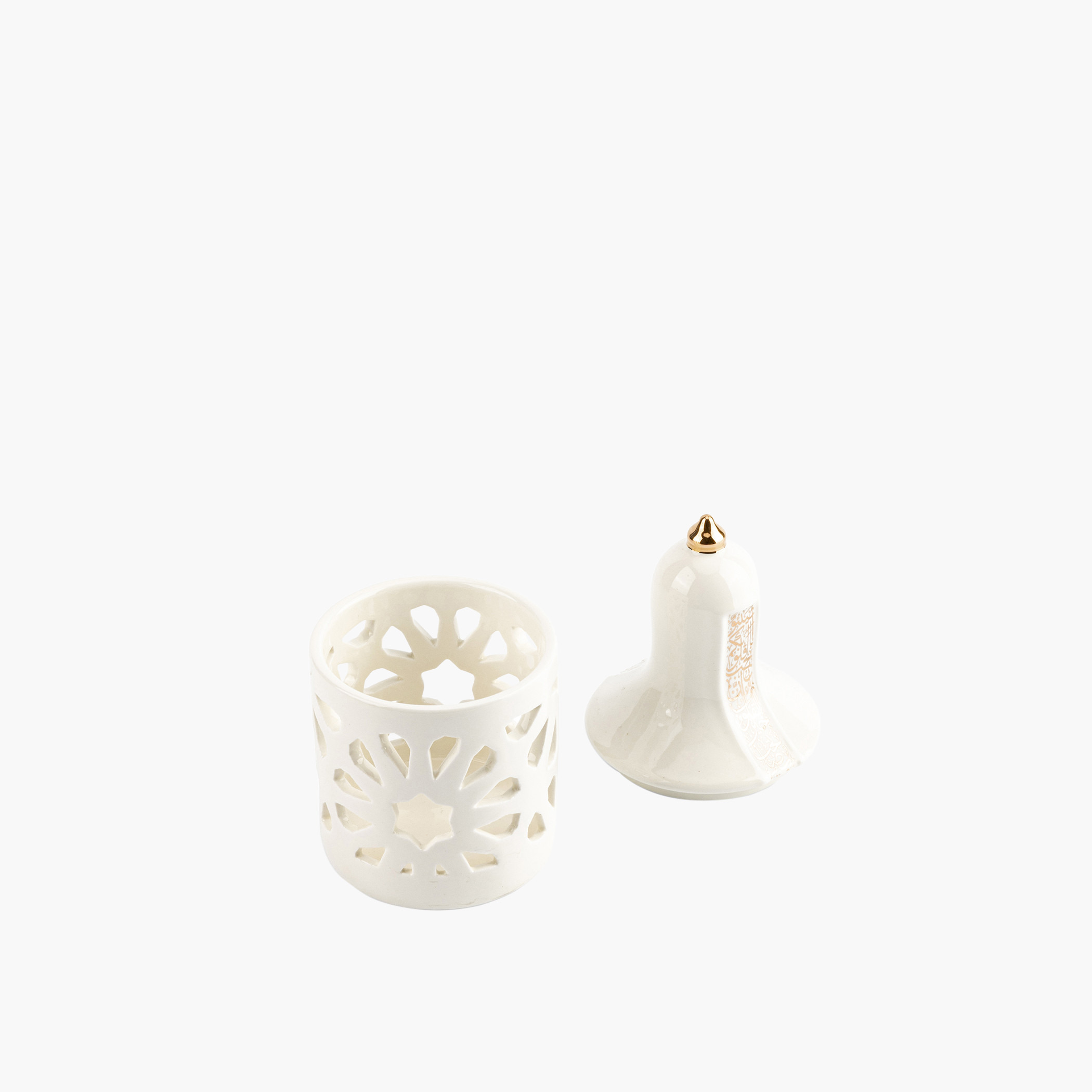 Otantik Nour Printed Porcelain Decorative Tealight Candleholder with Cutout Detail - 16 cm-household-decor-candleholdersandlanterns-image-2