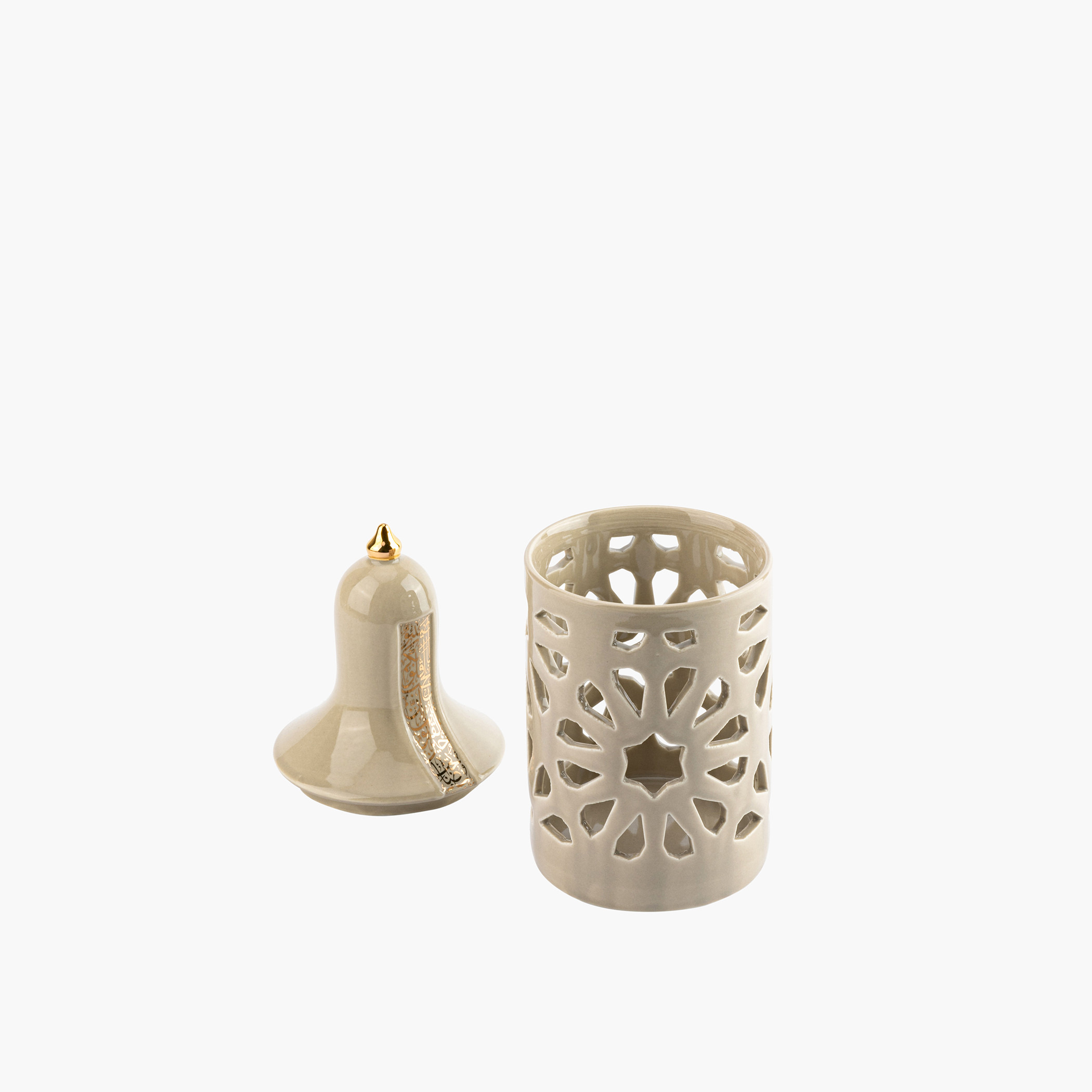 Otantik Nour Printed Porcelain Decorative Tealight Candleholder with Cutout Detail - 21 cms-household-decor-candleholdersandlanterns-image-2