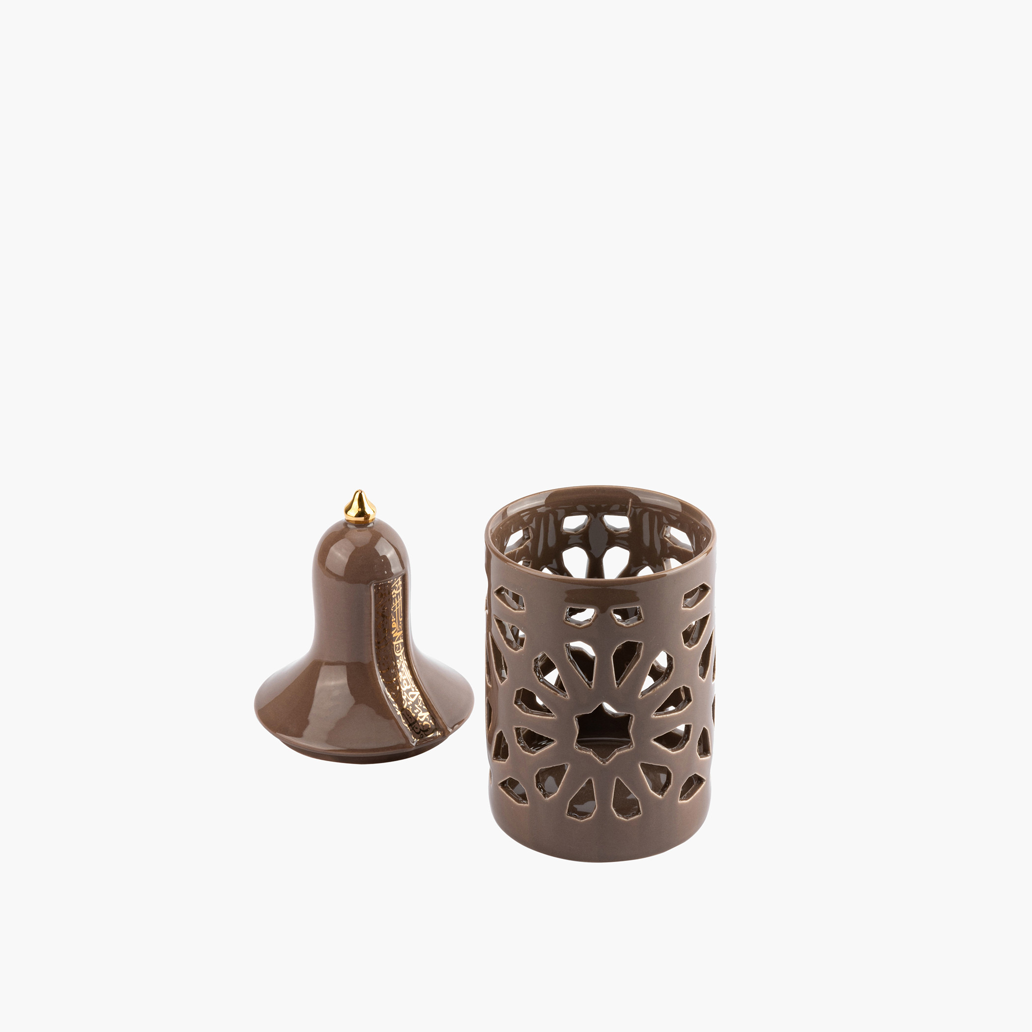 Otantik Nour Printed Porcelain Decorative Tealight Candleholder with Cutout Detail - 21 cms-household-decor-candleholdersandlanterns-image-2