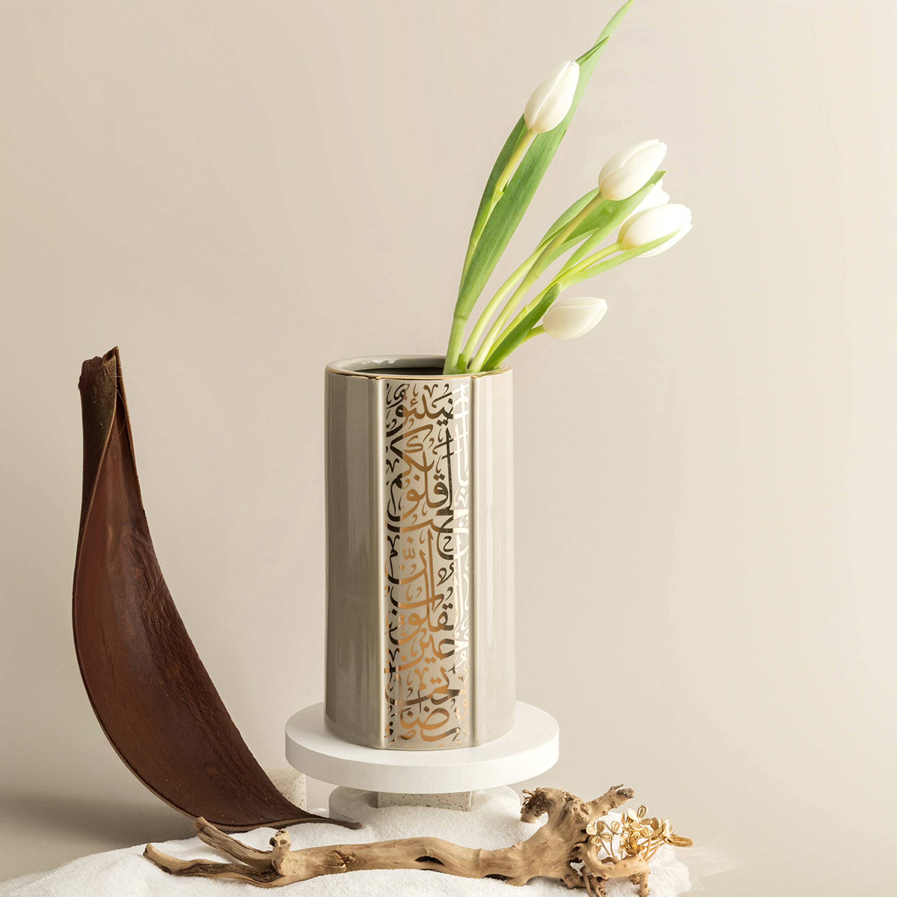 Otantik Nour Printed Porcelain Decorative Vase - 11x11x20 cms-household-decor-vasesandbowls-image-1