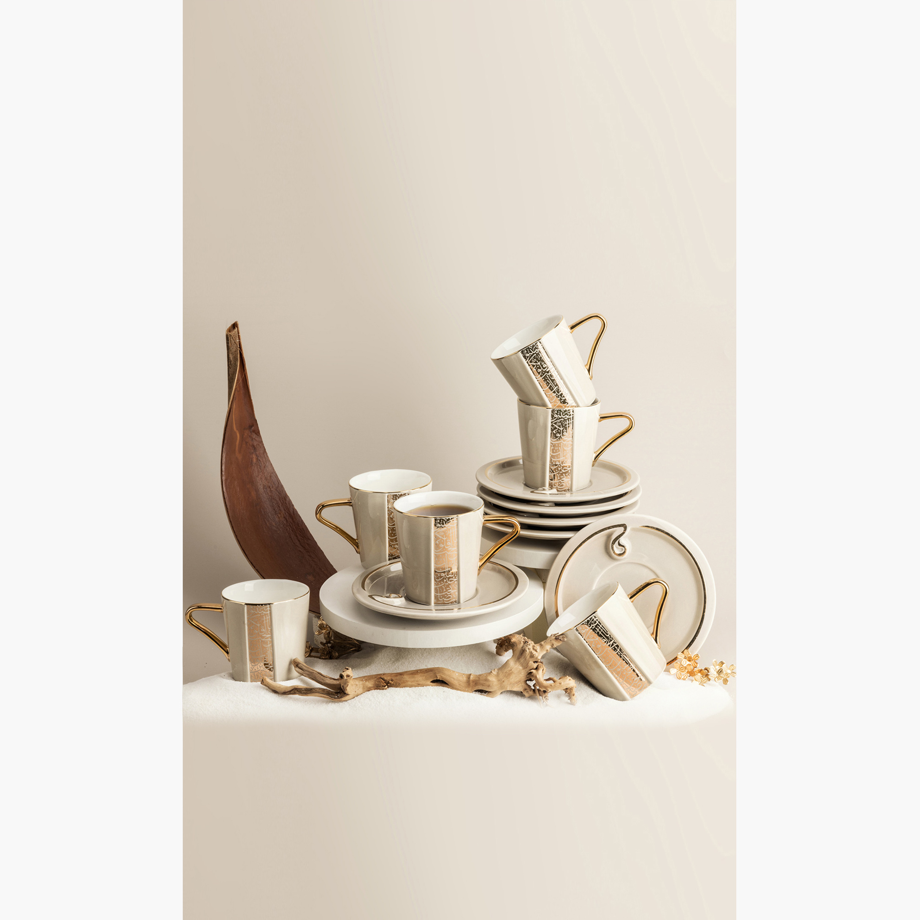 Otantik Nour 6-Piece Printed Porcelain Cup and Saucer Set - 200 ml-household-dining-teaandcoffee-teaandcoffeesets-image-1