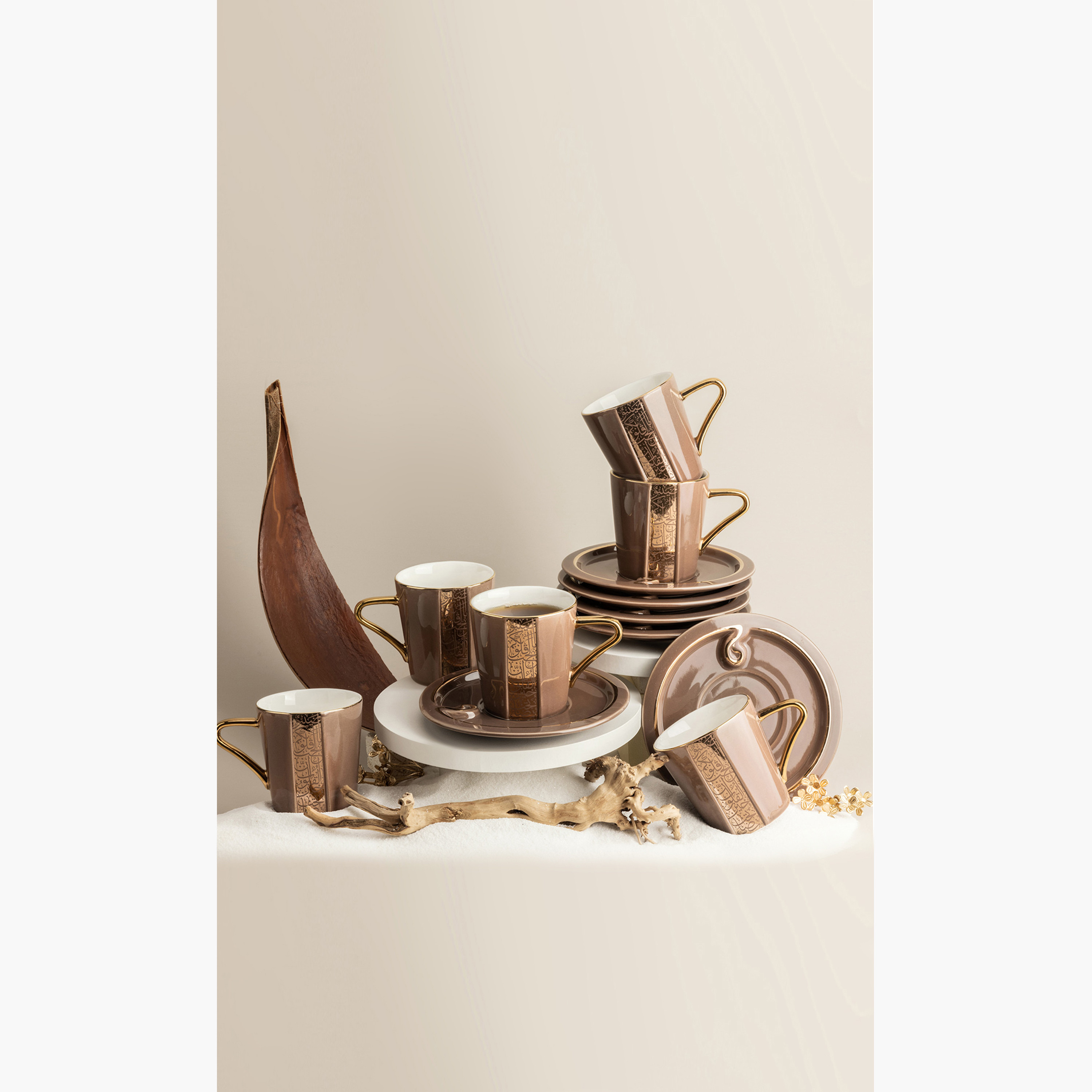 Otantik Nour 12-Piece Printed Porcelain Cup and Saucer Set - 200 ml-household-dining-teaandcoffee-teaandcoffeesets-image-1