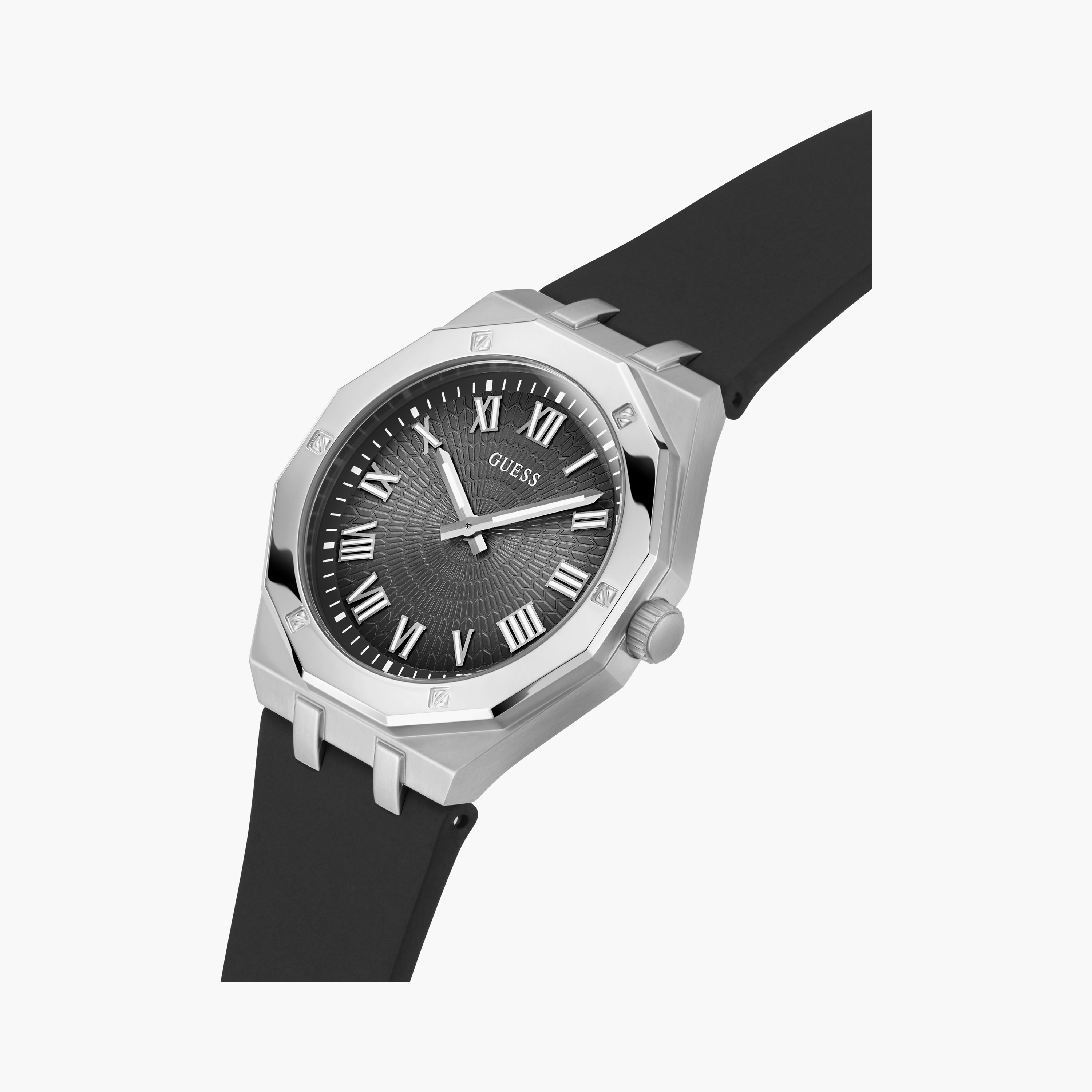 Guess Men's Black Analog Silicone Strap Watch | GW0663G1 | 42 MM-men-watchesandjewellery-watches-image-4