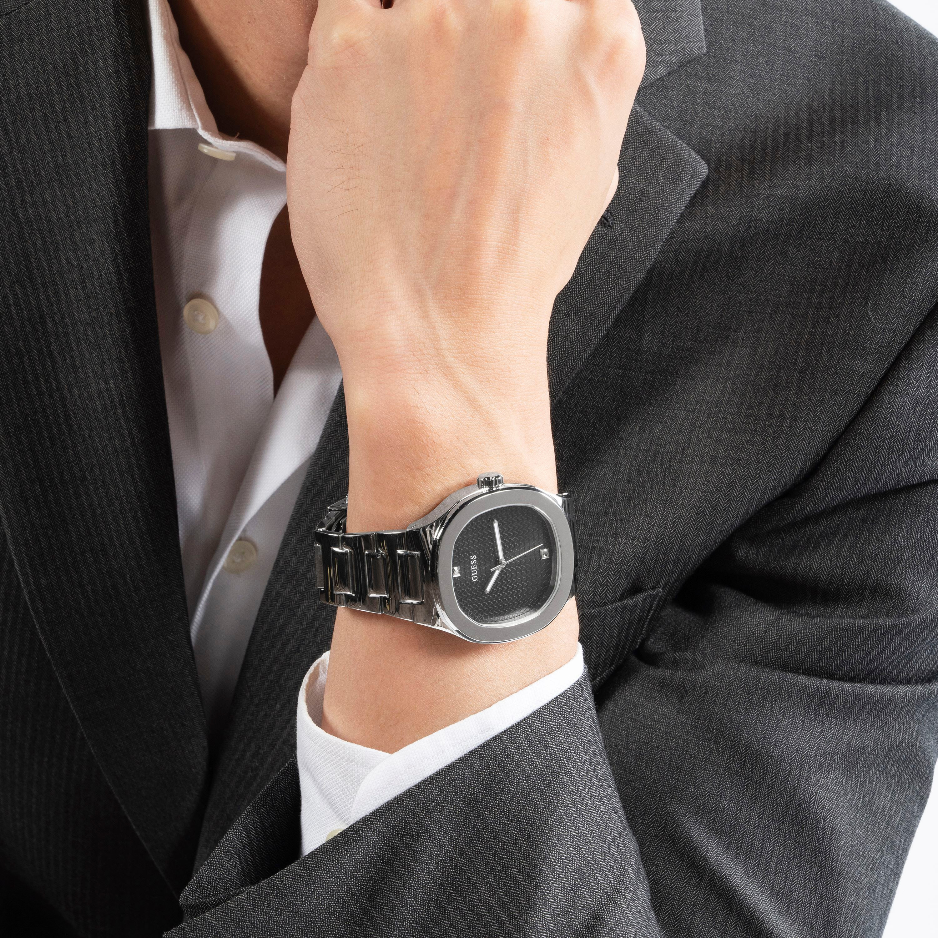 Guess Men's Silver Analog Stainless Steel Strap Watch | GW0662G1 | 42 MM-men-watchesandjewellery-watches-image-5