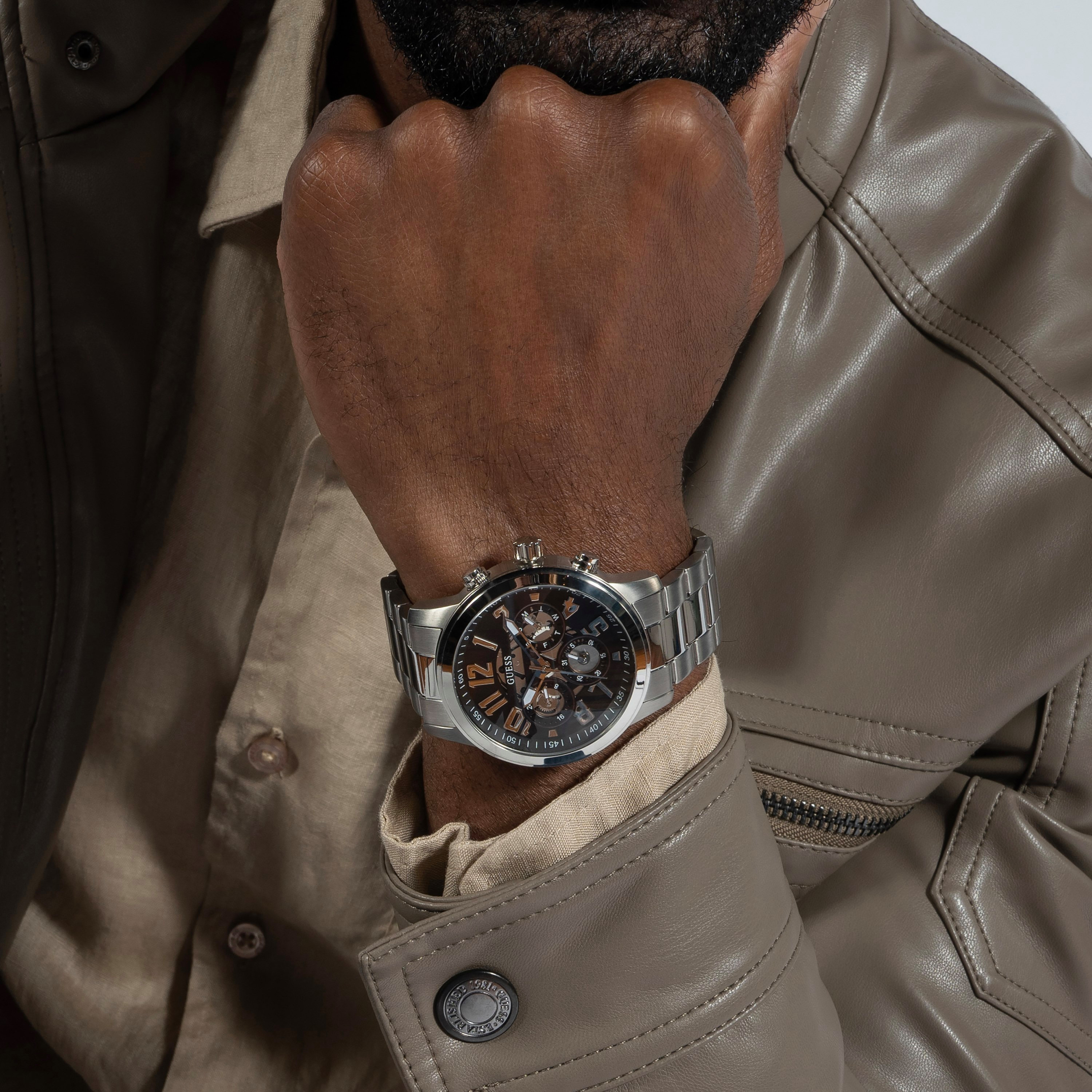 Guess Men's Silver Chronograph Stainless Steel Strap Watch | GW0627G1 | 44 MM-men-watchesandjewellery-watches-image-5