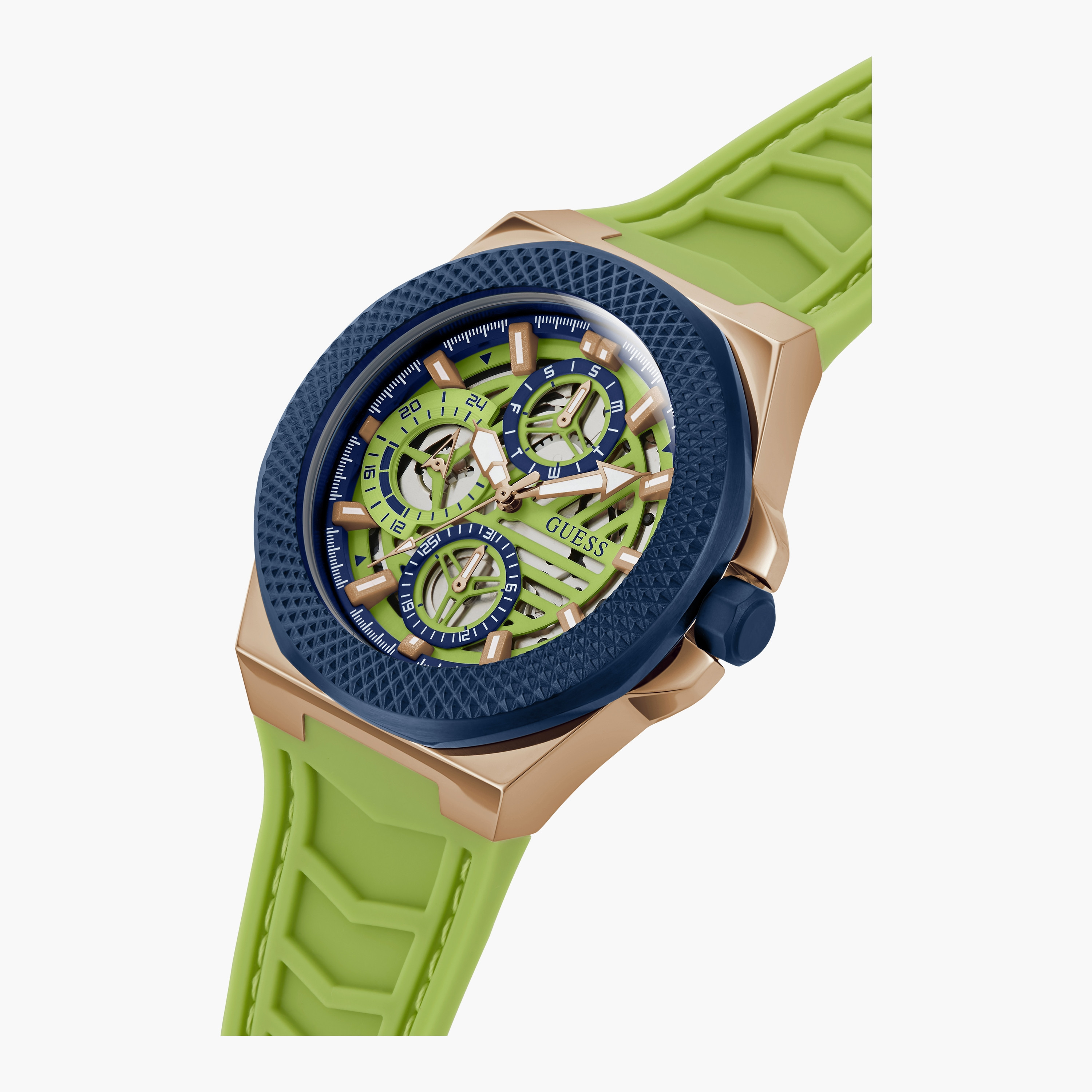 ساعة ذات انالوج من جيس بسوار من سيليكون باللون الأخضر للرجال | GW0577G3-men-watchesandjewellery-watches-image-4