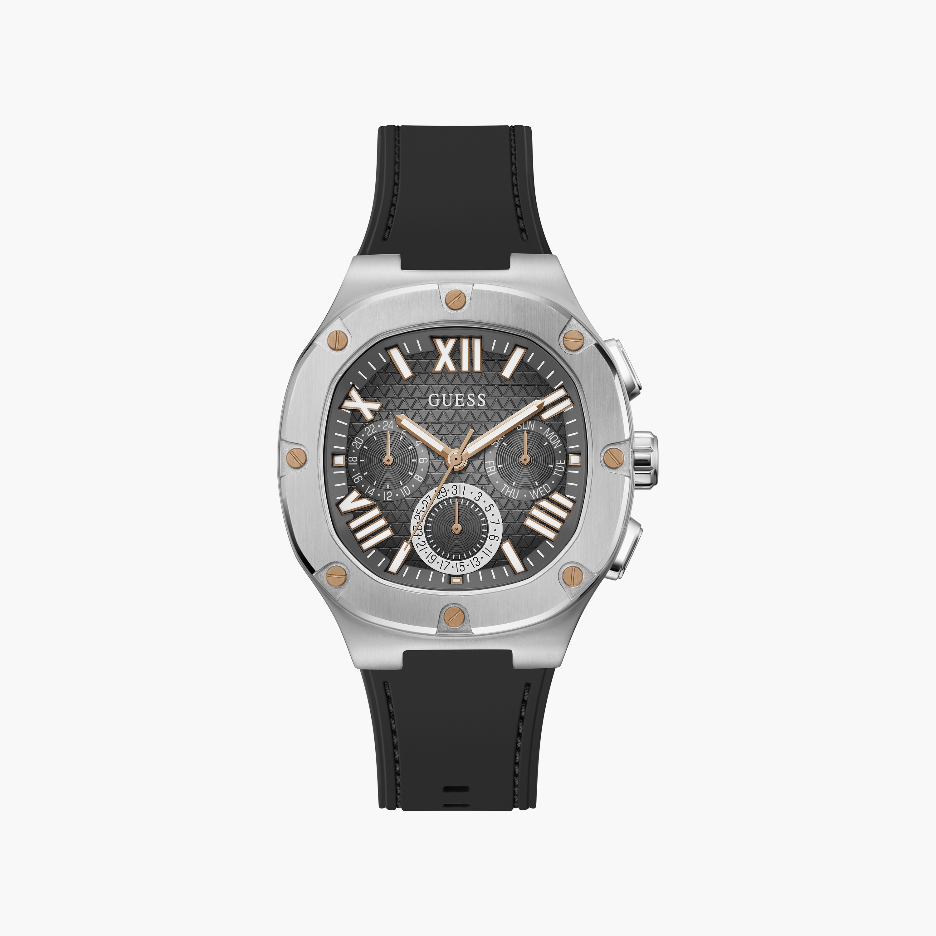 Guess Men's Black Chronograph Silicone Strap Watch | GW0571G1 | 42 MM