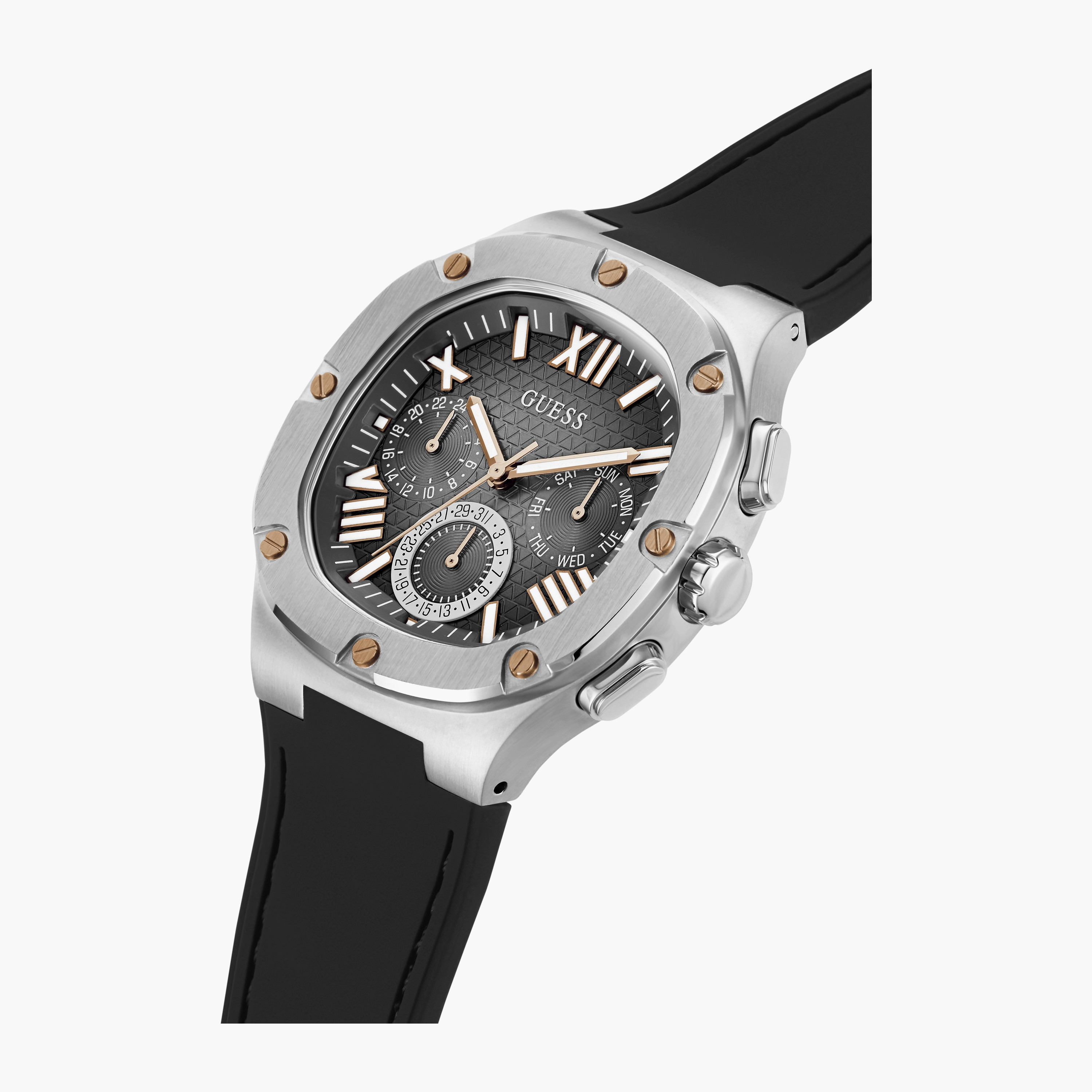 Guess Men's Black Chronograph Silicone Strap Watch | GW0571G1 | 42 MM 4
