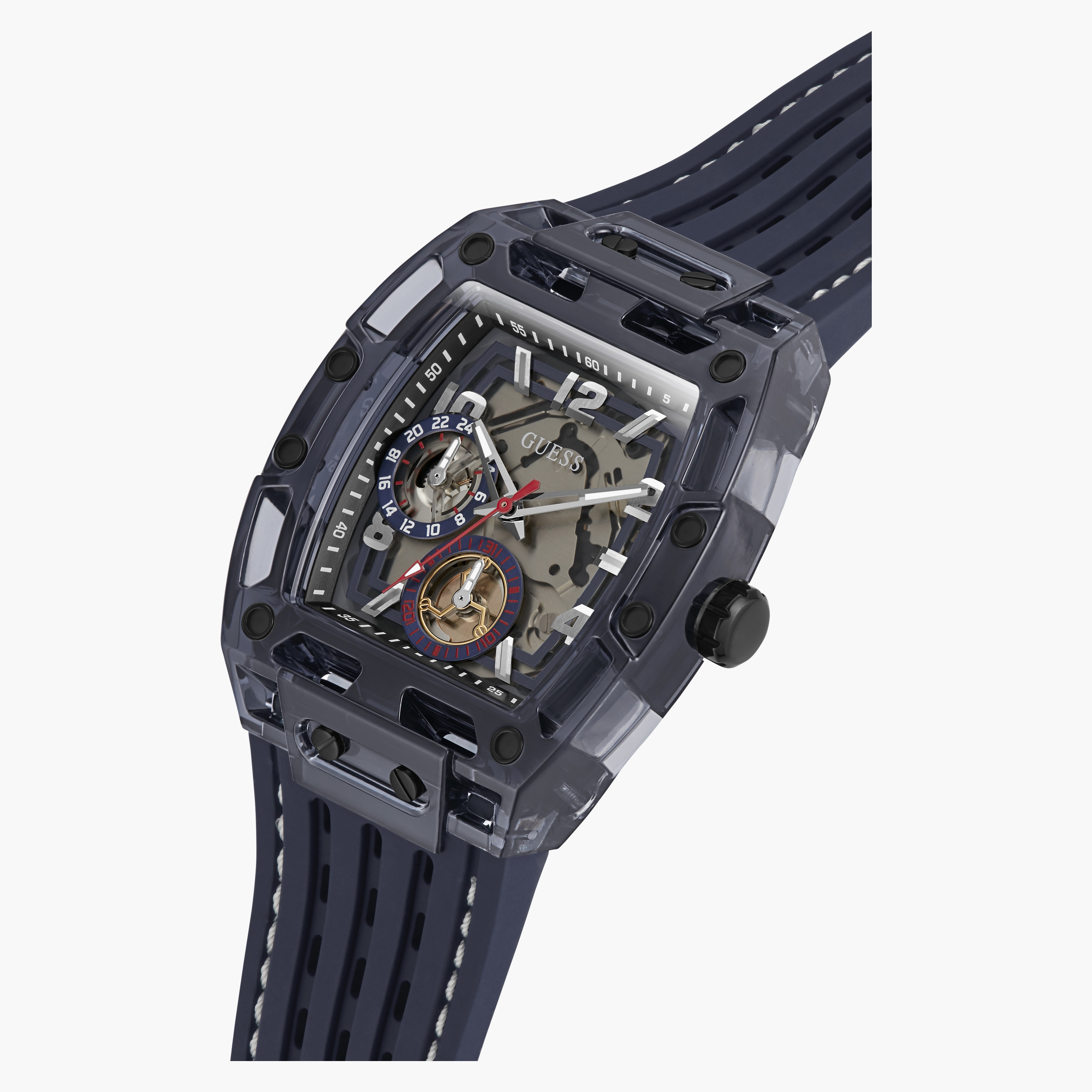 Guess Men's Blue Analog Silicone Strap Watch | GW0499G1 | 44 MM-men-watchesandjewellery-watches-image-4