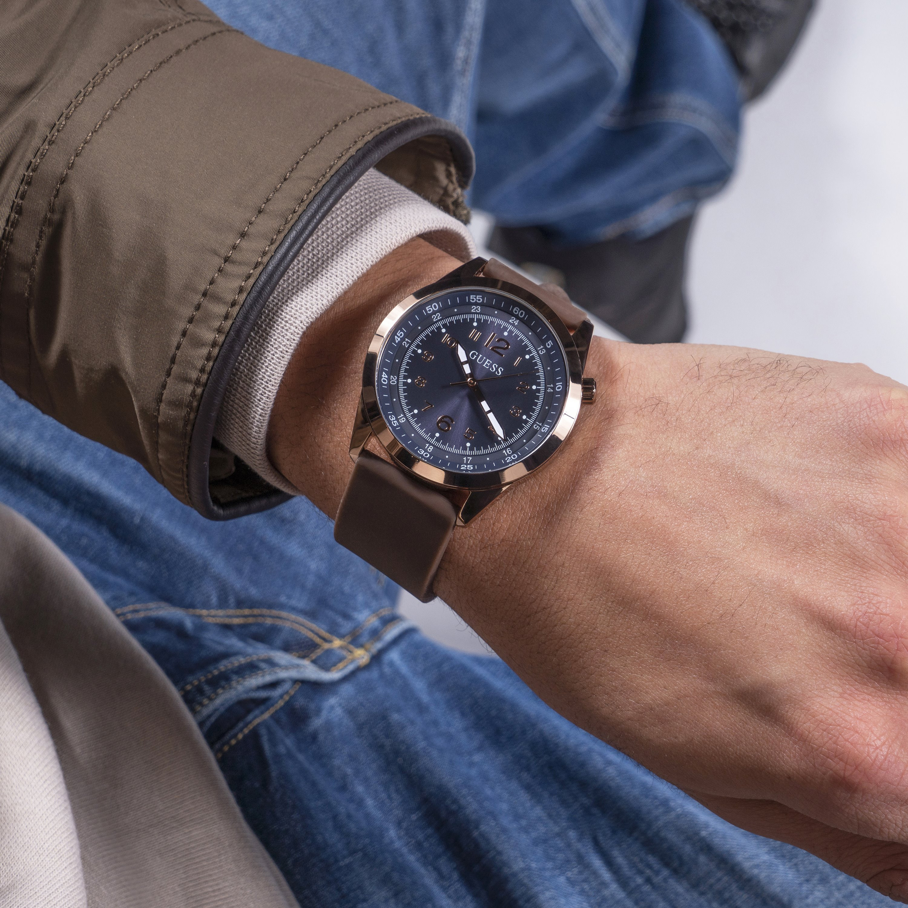 Guess Men's Brown Analog Silicone Strap Watch | GW0494G3 | 42 MM-men-watchesandjewellery-watches-image-5