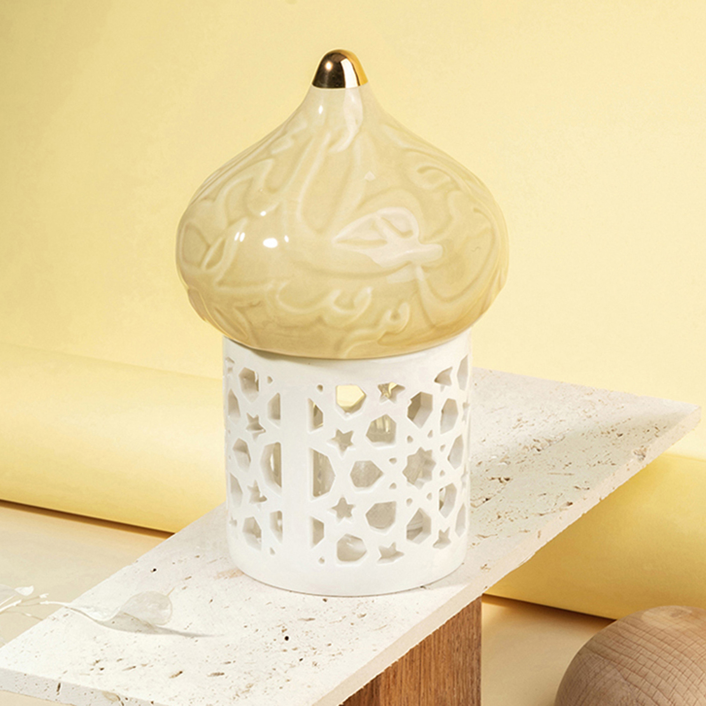 حامل شموع من صغيرة بورسلان بتفاصيل مفرغة من أوتانتيك ديوان - 16 سم-household-decor-candleholdersandlanterns-image-1