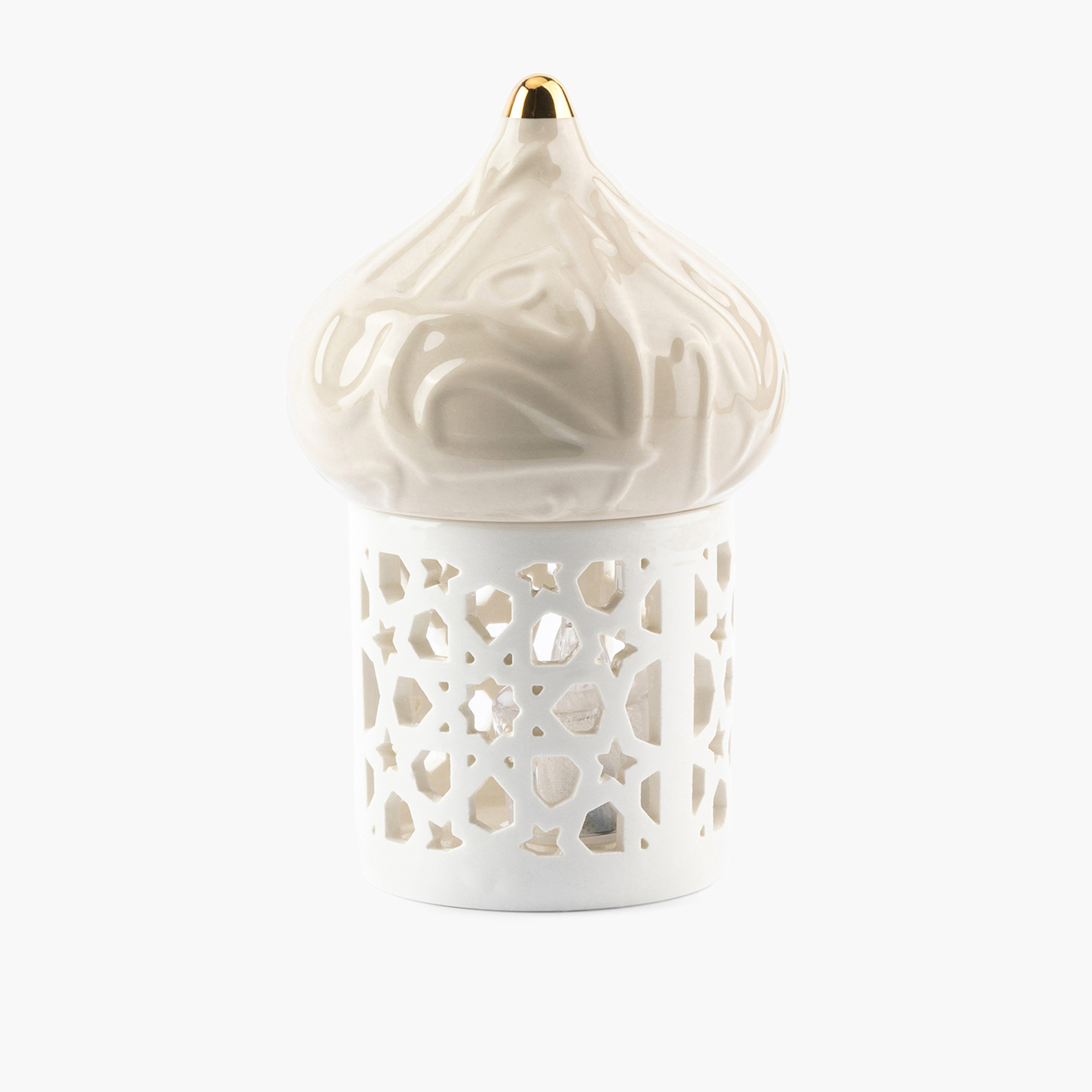 Otantik Diwan Cutwork Detail Porcelain Tealight Candleholder - 16 cms-household-decor-candleholdersandlanterns-image-2