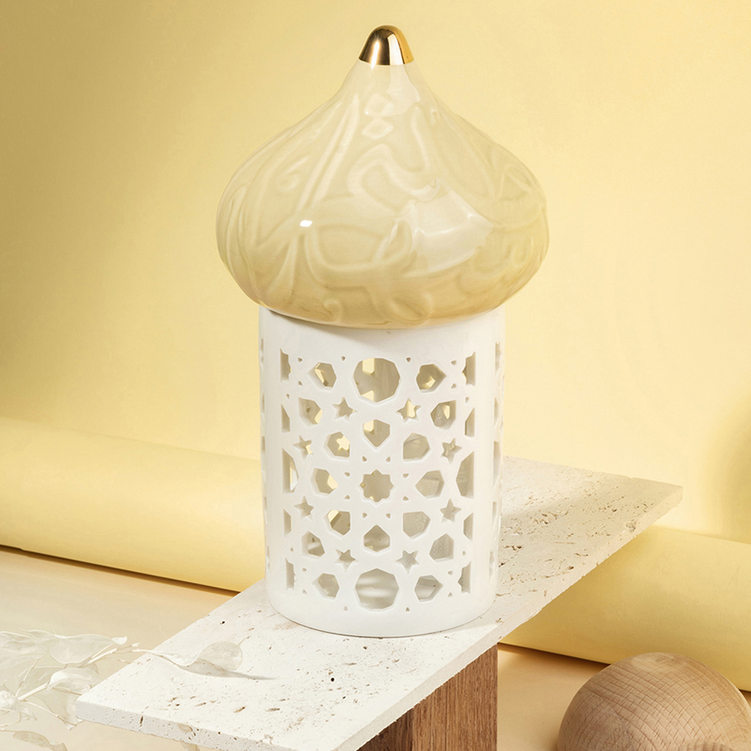 Otantik Diwan Cutwork Detail Porcelain Tealight Candleholder - 22 cms-household-decor-candleholdersandlanterns-image-1