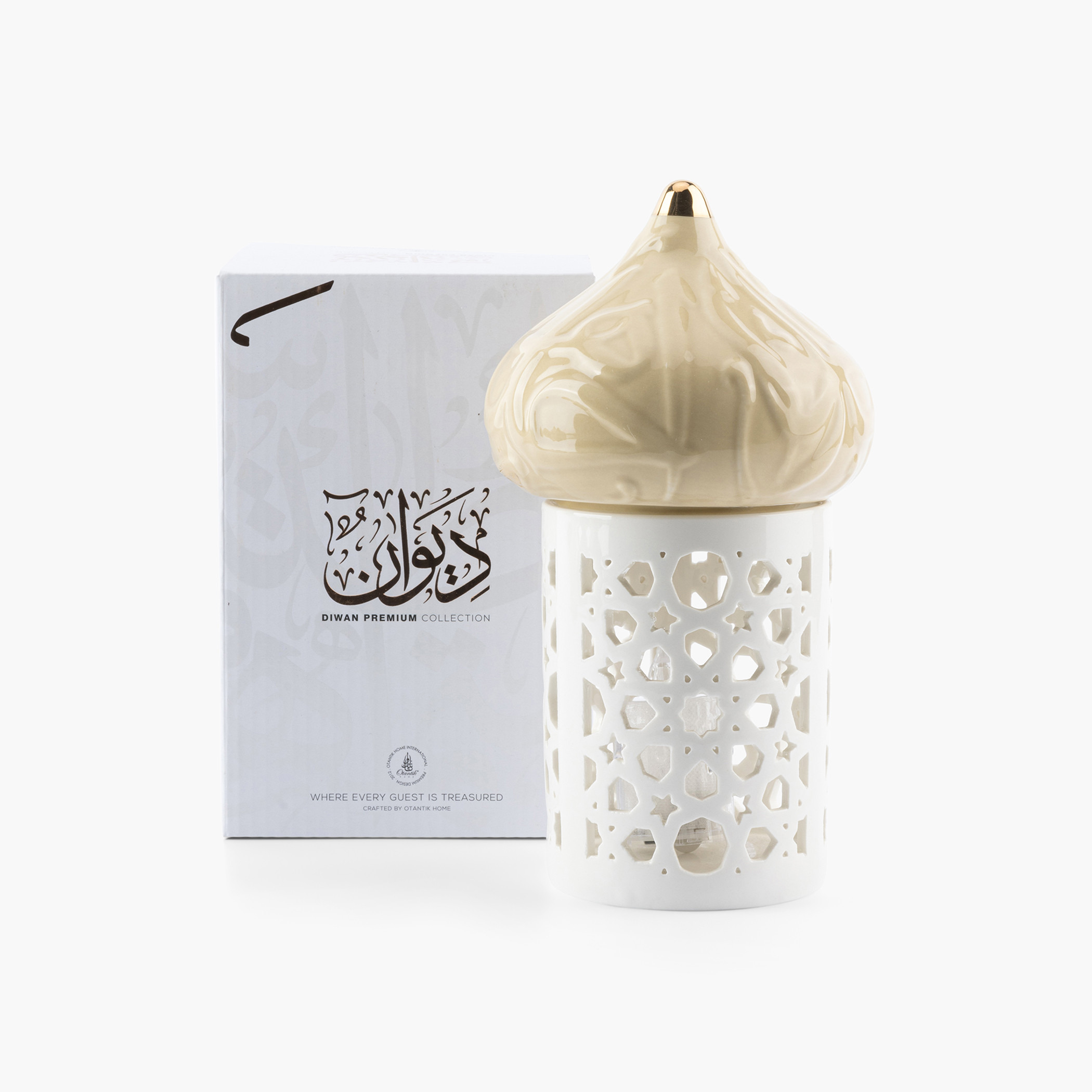 Otantik Diwan Cutwork Detail Porcelain Tealight Candleholder - 22 cms-household-decor-candleholdersandlanterns-image-3